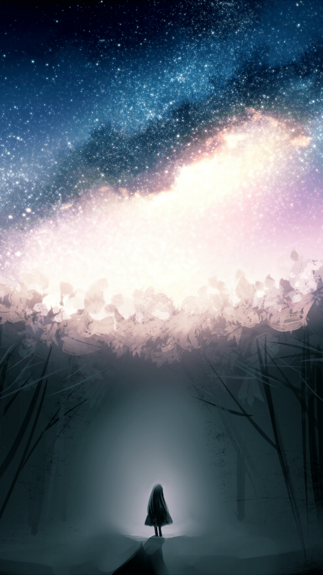 Stars, Dark Forest, Fantasy Girl, Alone Space