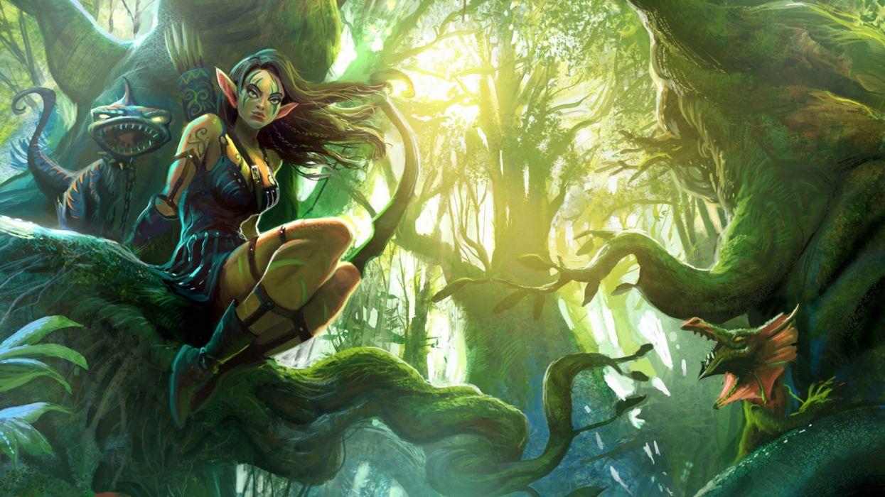 Fantasy elves girl in the forest wallpaperx1080