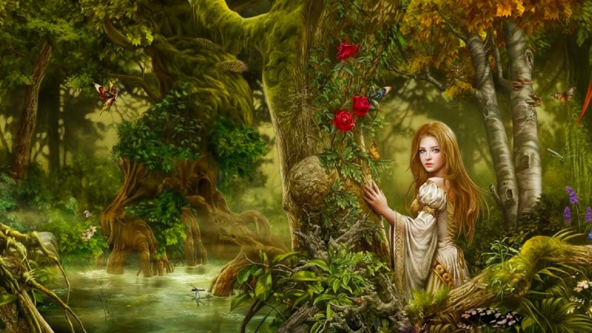 Princess in Magical Forest HD Wallpaper. Background Image