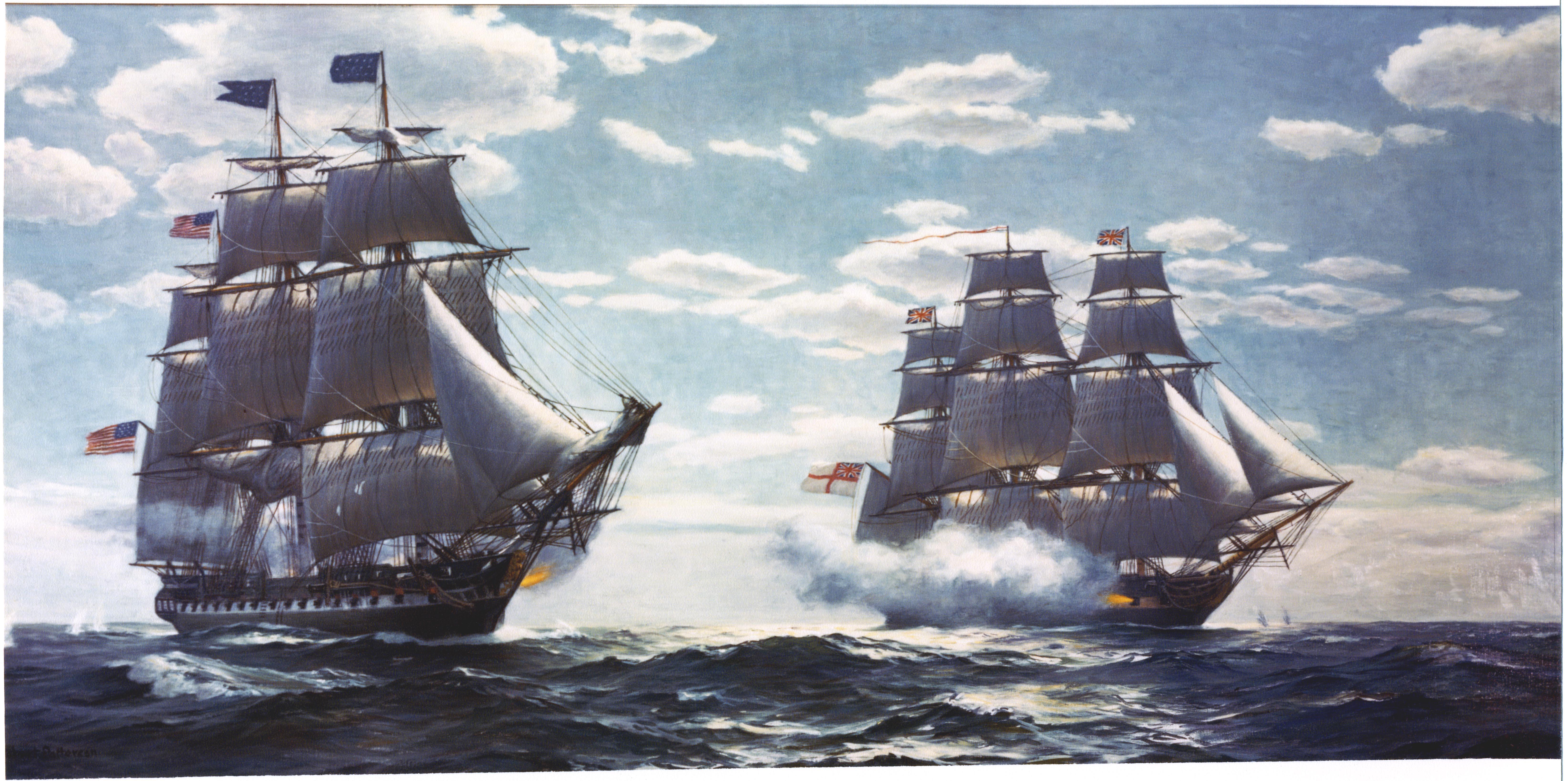 The USS Constitution fighting the HMS Guerriere 6575x3275