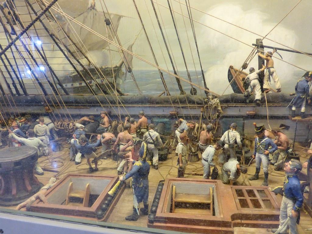 USS Constitution vs. HMS Guerriere. Hallway dioramas Newton