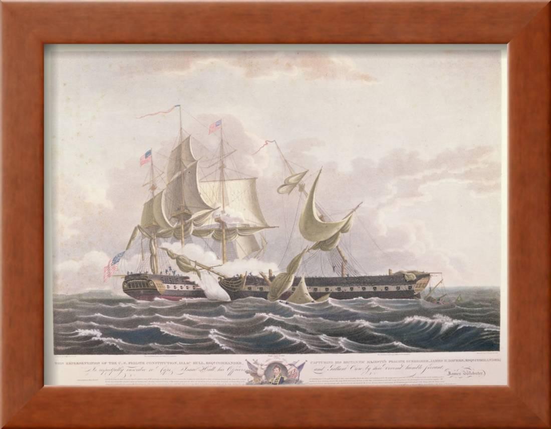 The Battle Between the Uss Constitution and the Hms Guerriere Framed Print Wall Art By Thomas Birch