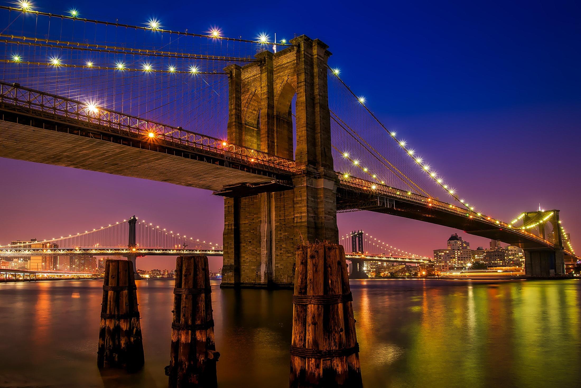 Brooklyn Bridge, New York during Nighttime · Free