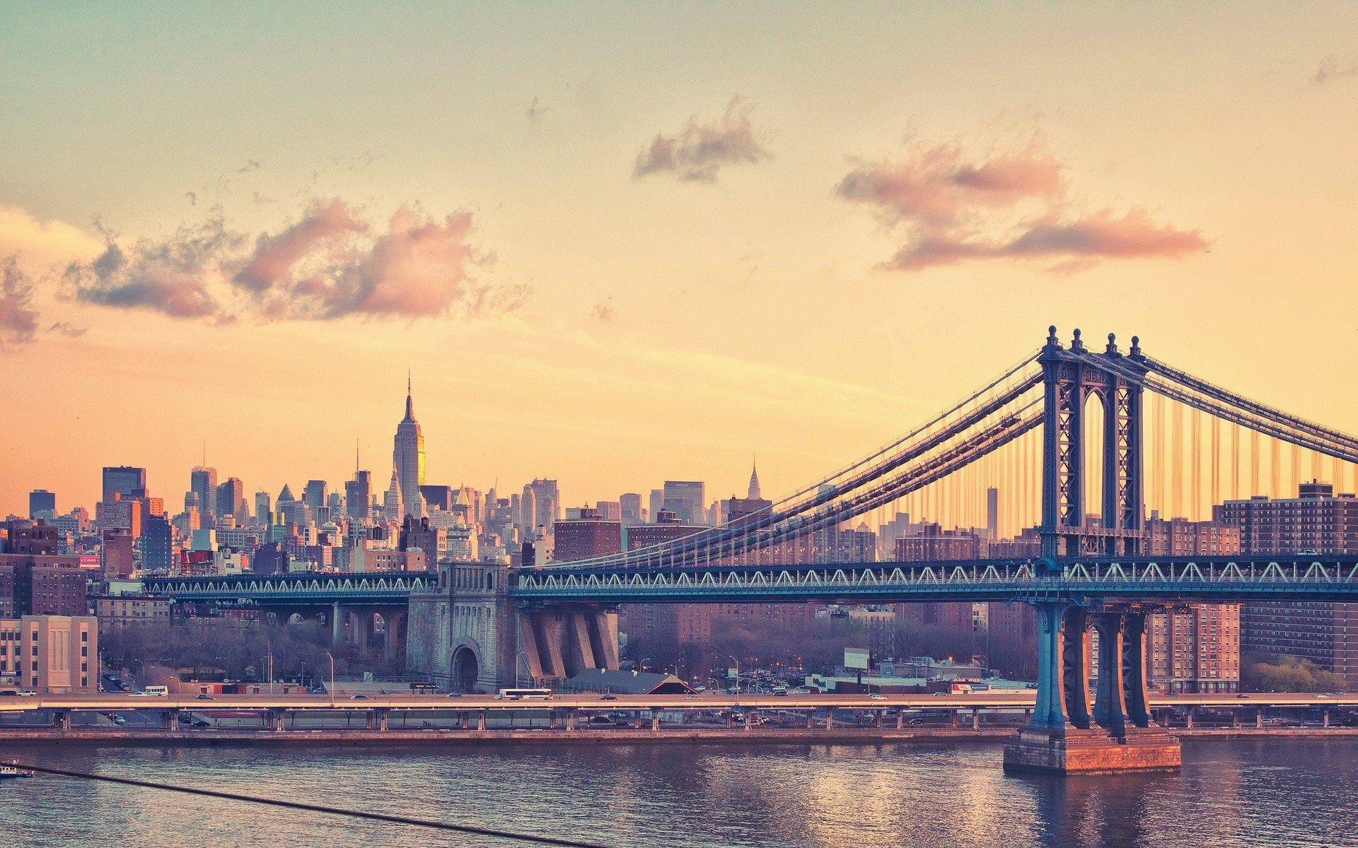 New York City Manhattan Bridge Clear Sky River HD Wallpaper. Cool