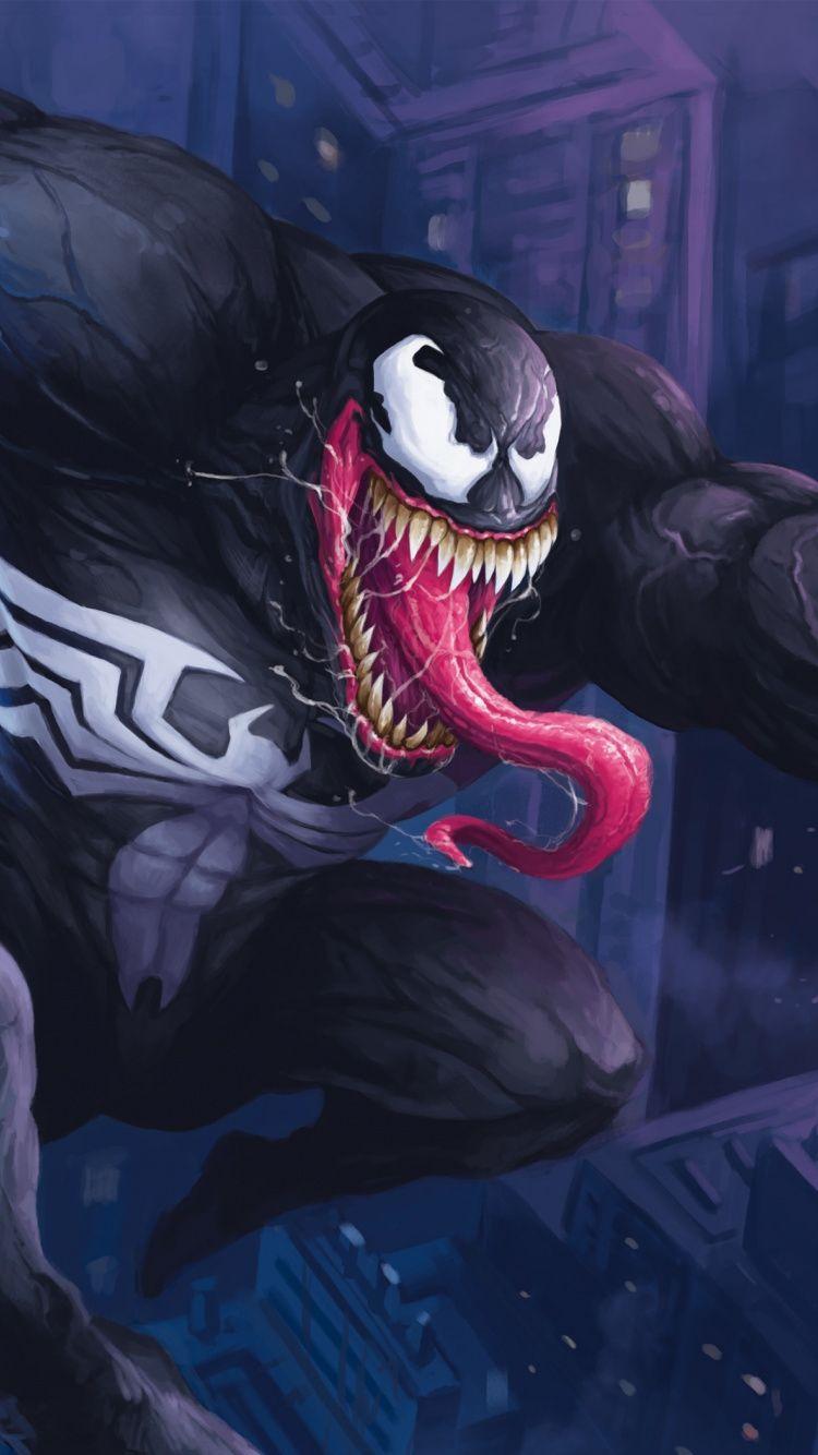 Venom, a villain, parasite, swing, artwork, 750x1334 wallpaper