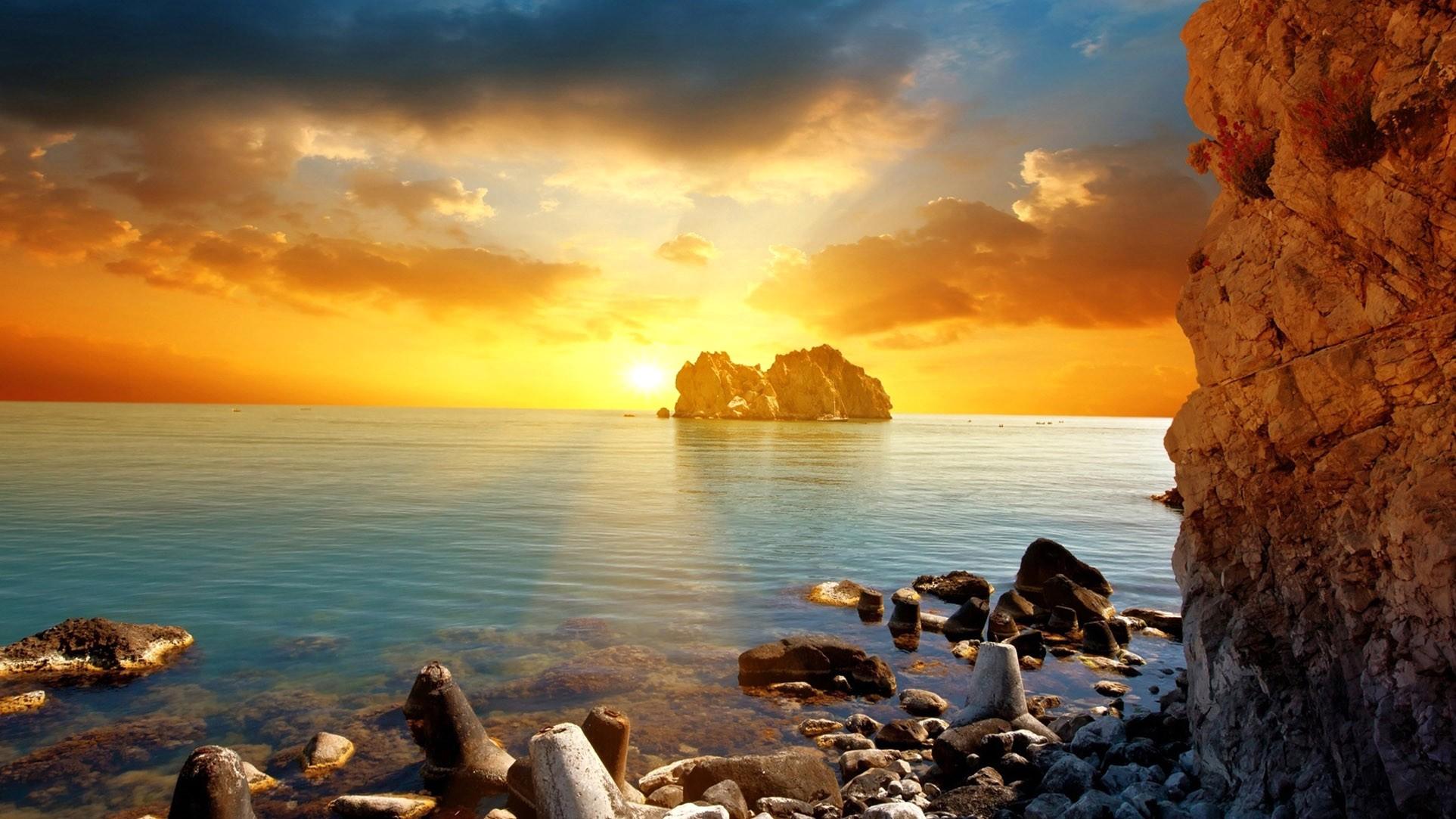 Sunshine Sea And Rocks Wallpapers Wallpaper Cave
