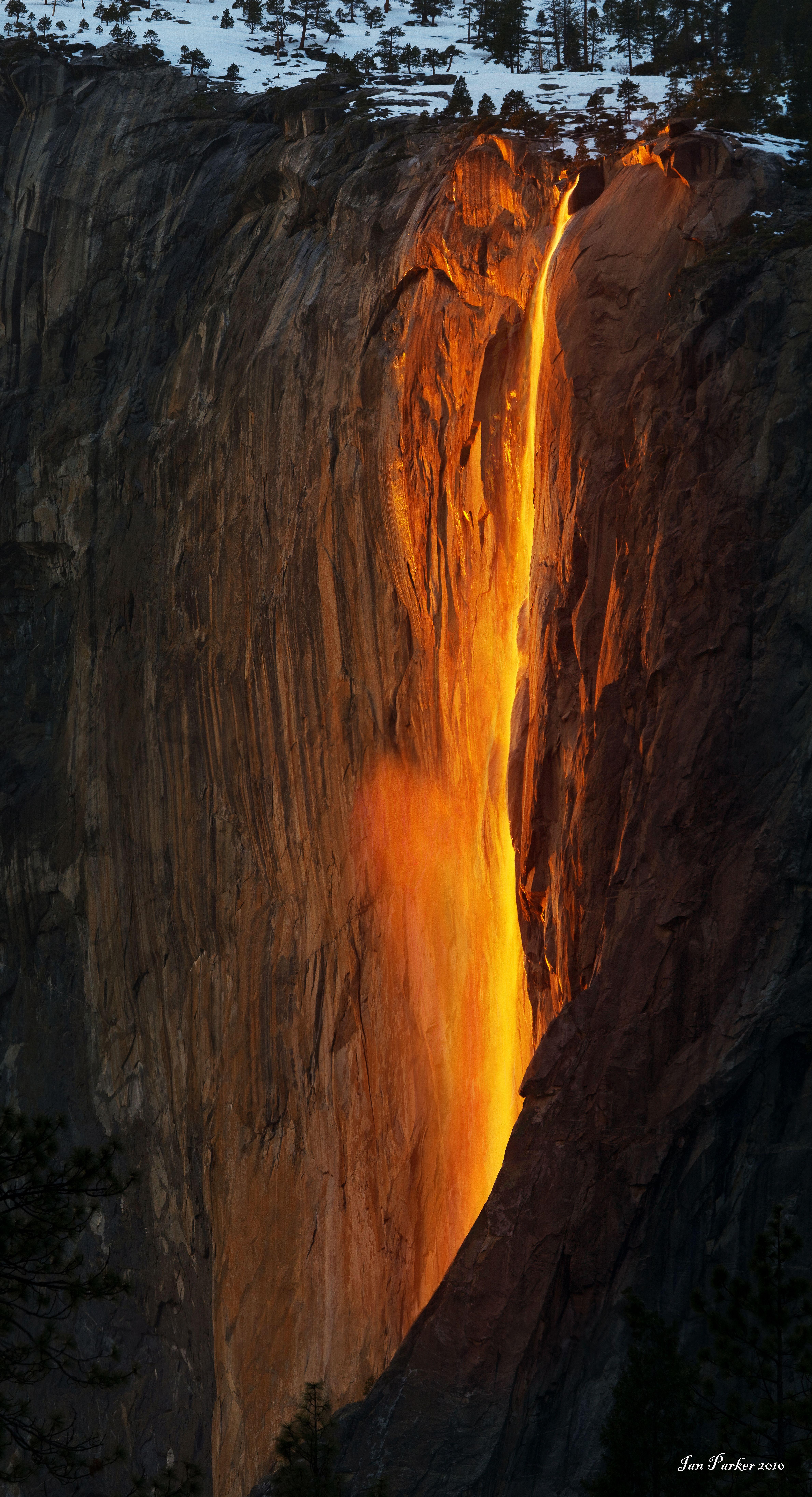 Yosemite Firefall Toward the end of February the setting sun