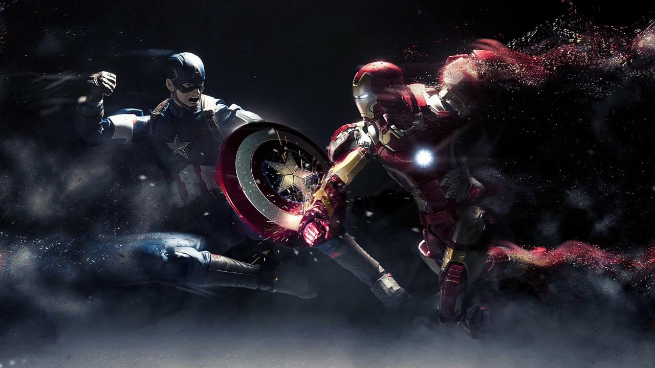 Wallpaper Captain America, Iron Man, Fight, Fan art, HD, Movies