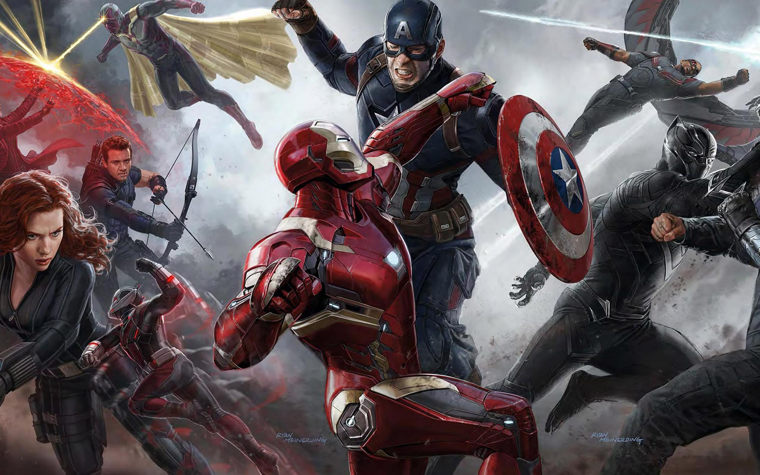 Captain America Civil War Fight Iron Man Concept Art Wallpaper