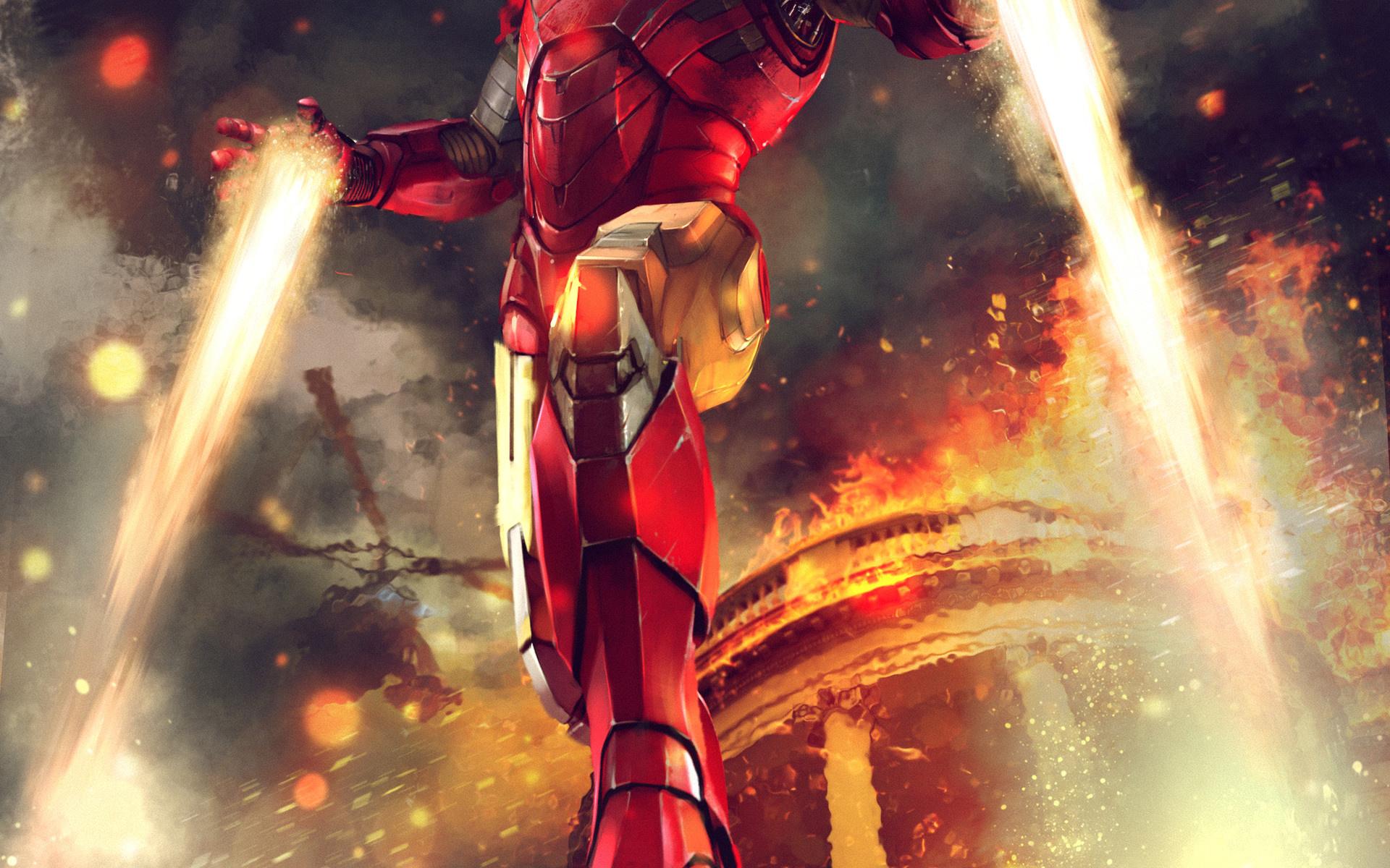 Download 1920x1200 Wallpaper Iron Man, Fight, Firing, Artwork