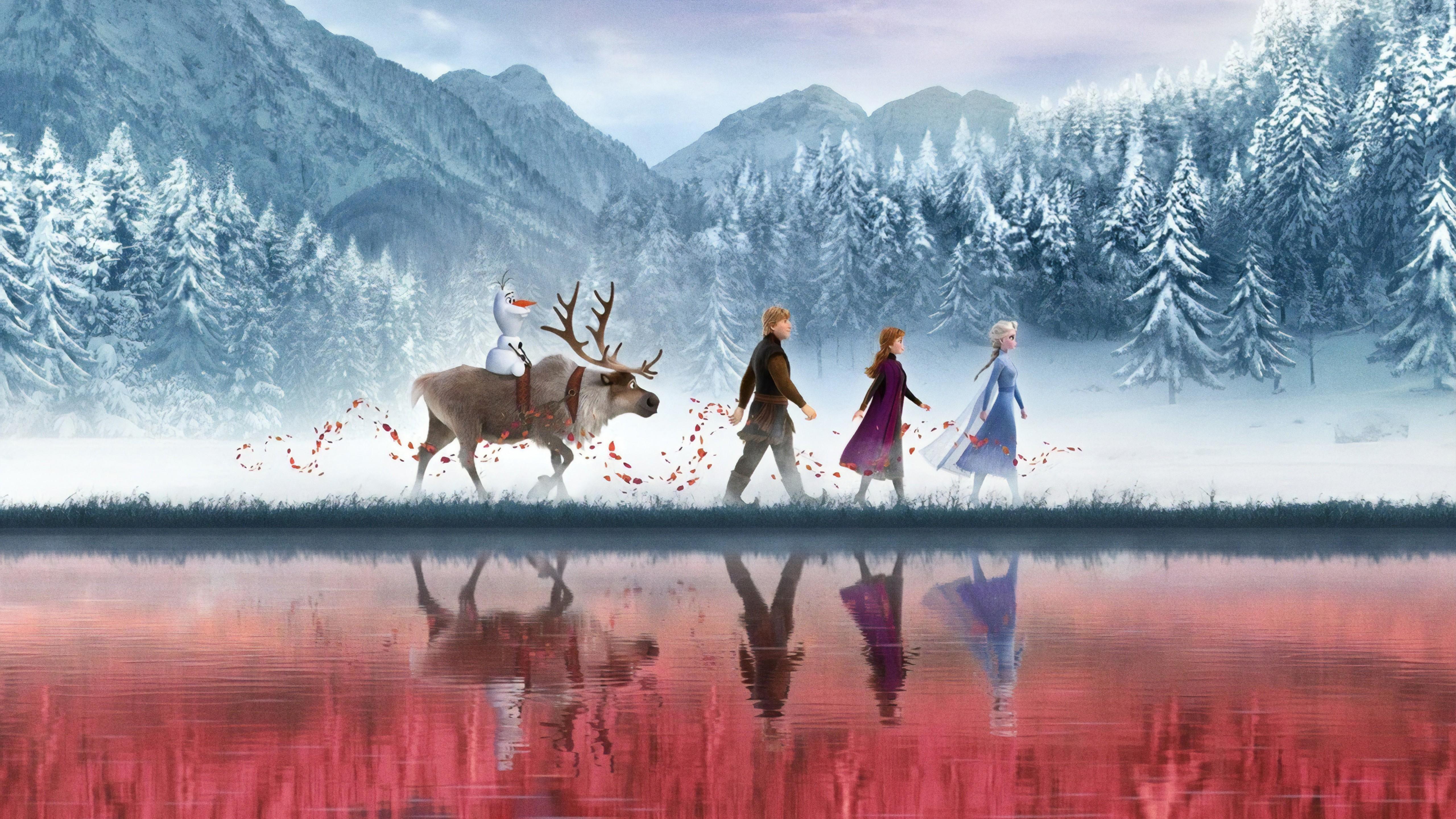 Wallpaper Frozen Olaf, Kristoff, Queen Elsa, Anna, Hans, 4K