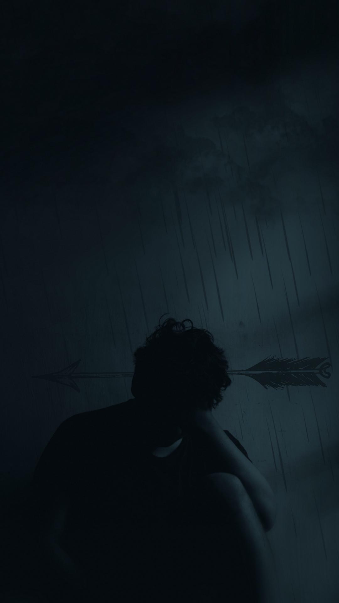 Download wallpaper 1080x1920 silhouette, arrow, loneliness, lonely
