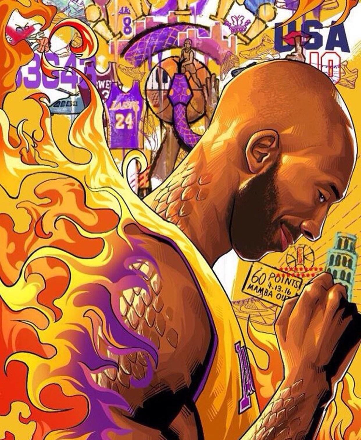 Download Lakers Kobe Bryant Cartoon Wallpaper