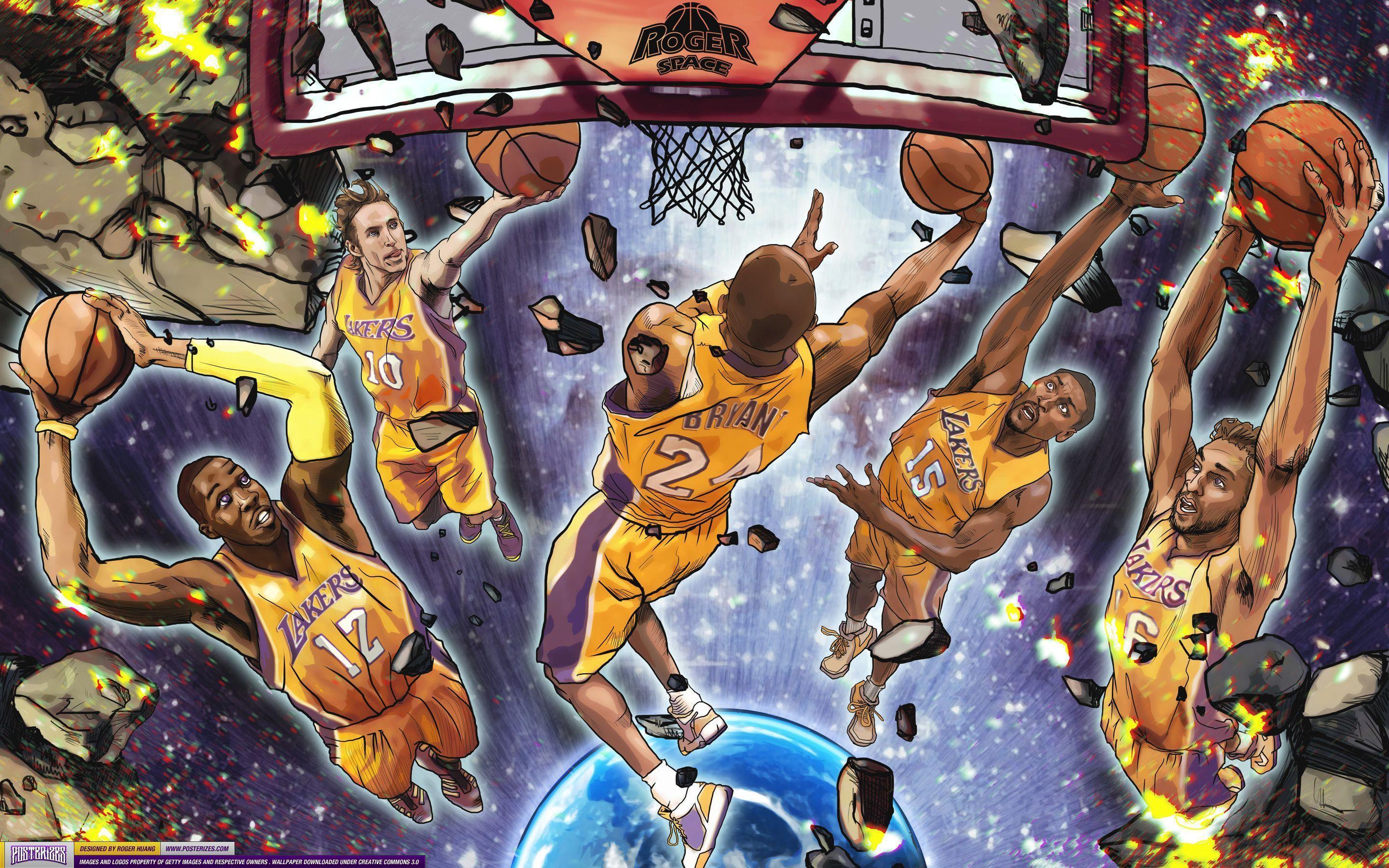 Download wallpaper Los Angeles Lakers, art, NBA, LA Lakers