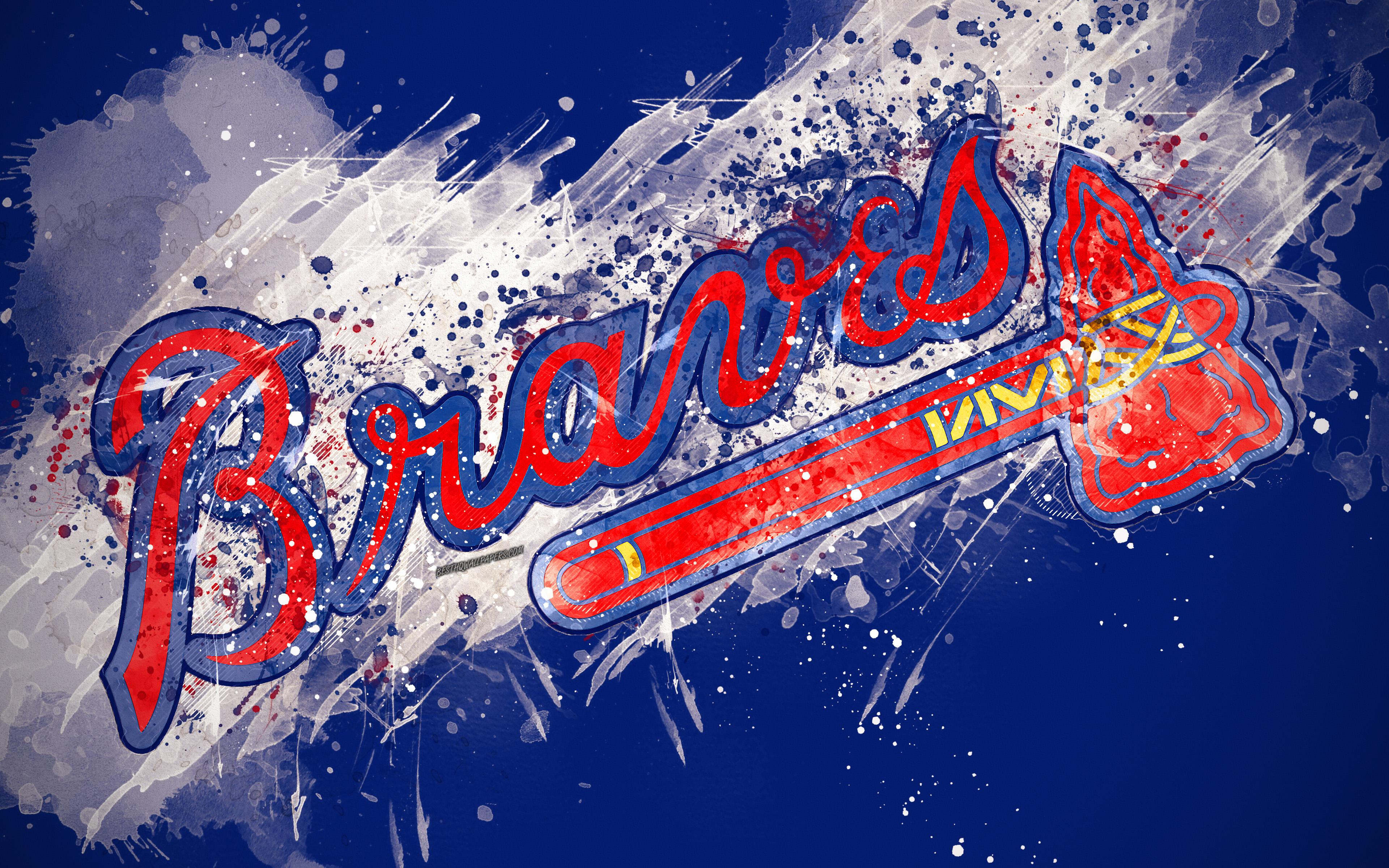 Download wallpaper Atlanta Braves, 4k, grunge art, logo