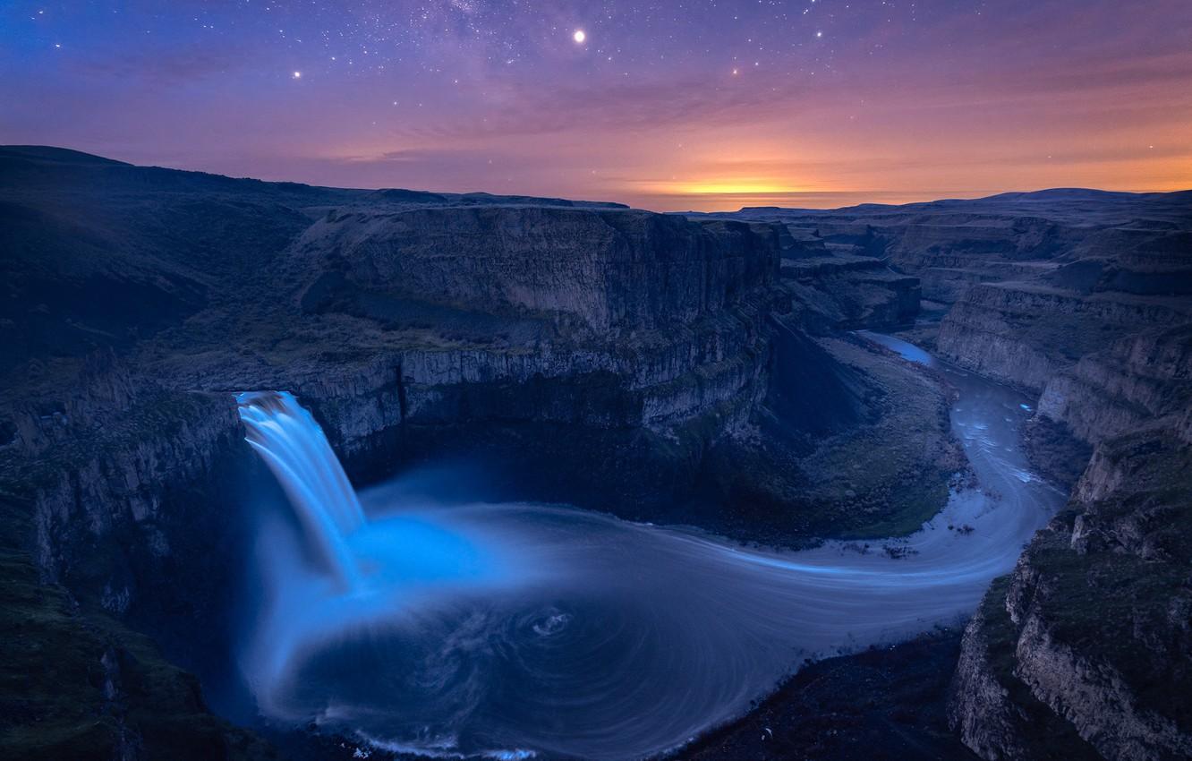 Wallpaper the sky, night, waterfall image for desktop, section