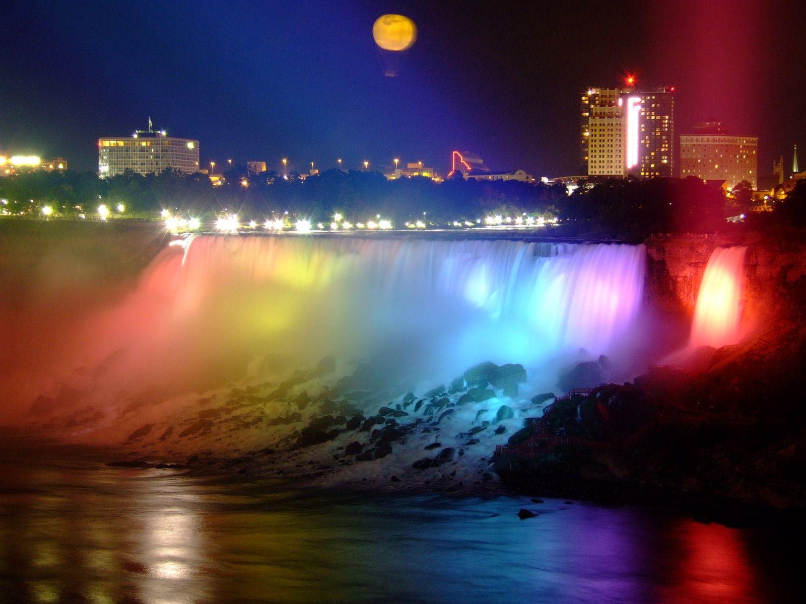 Niagara Falls beautiful colors night Canada wallpaper