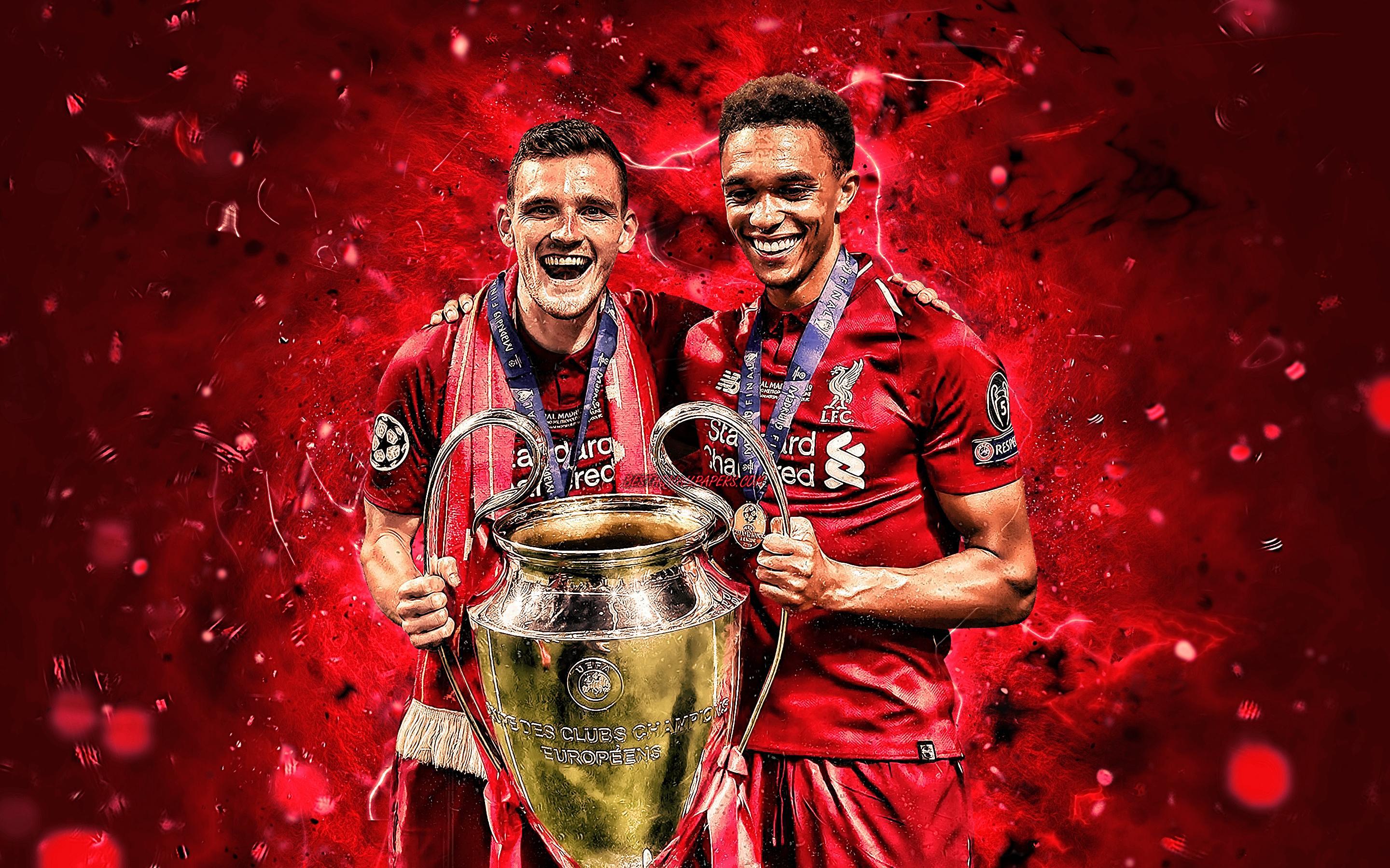 Download Wallpaper Andrew Robertson, Trent Alexander Arnold, UEFA Champions League, Liverpool FC, Soccer, Abstract Art, England, Football, Neon Lights, LFC For Desktop With Resolution 2880x1800. High Quality HD Picture Wallpaper