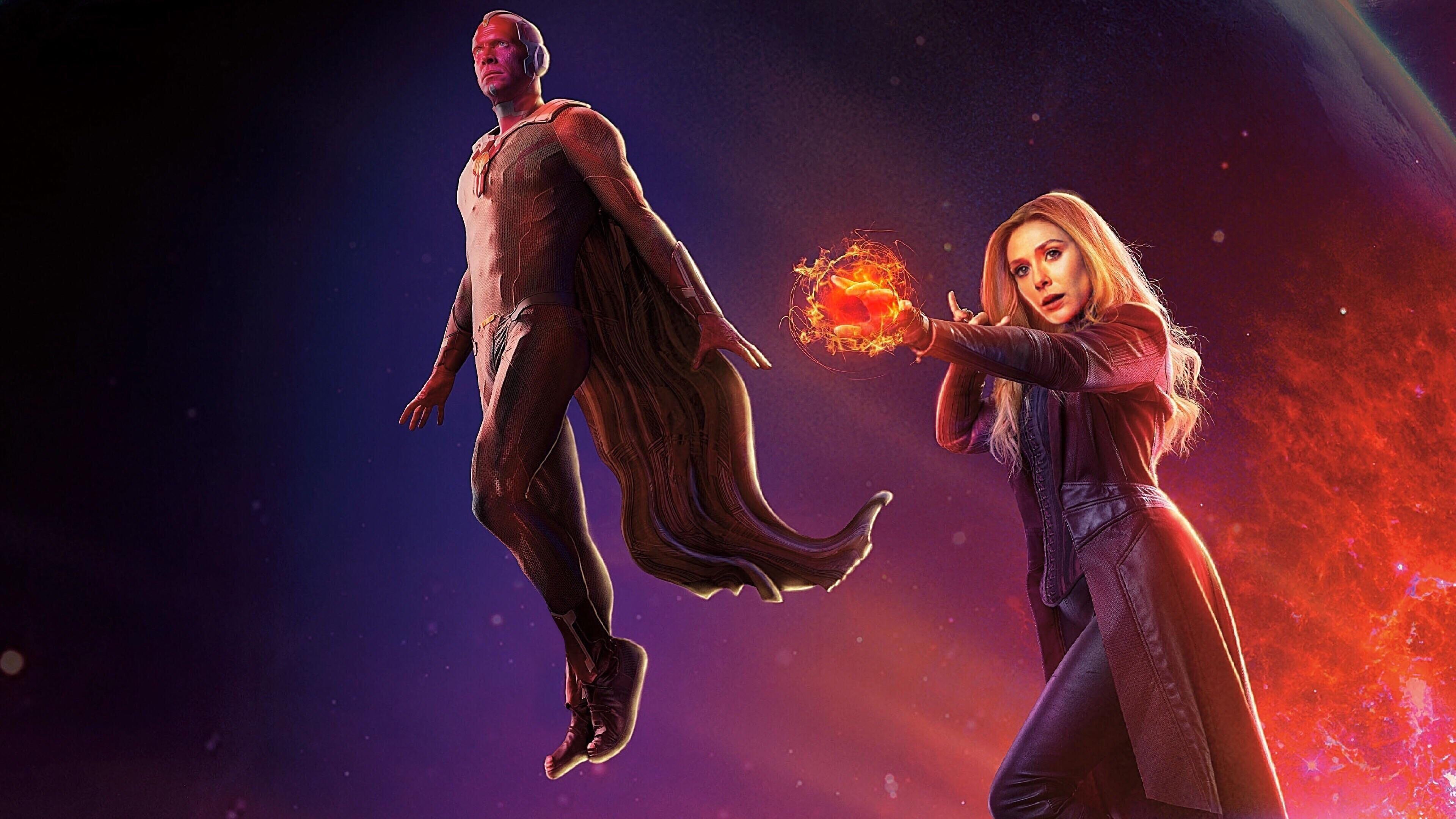 Avengers Infinity War Scarlet Witch and Vision 4k wallpaper