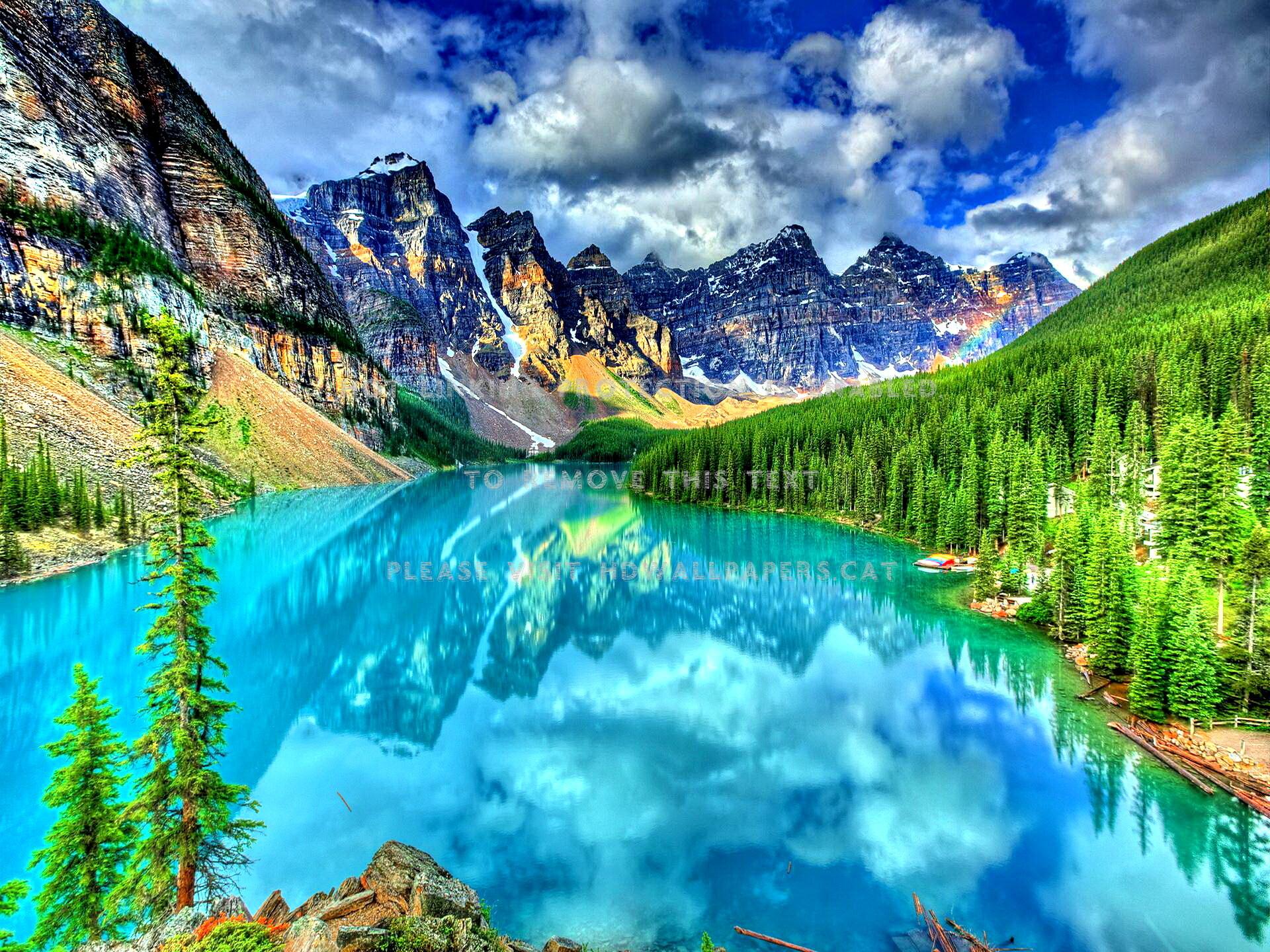 crystal mountain lake landscape bright sky