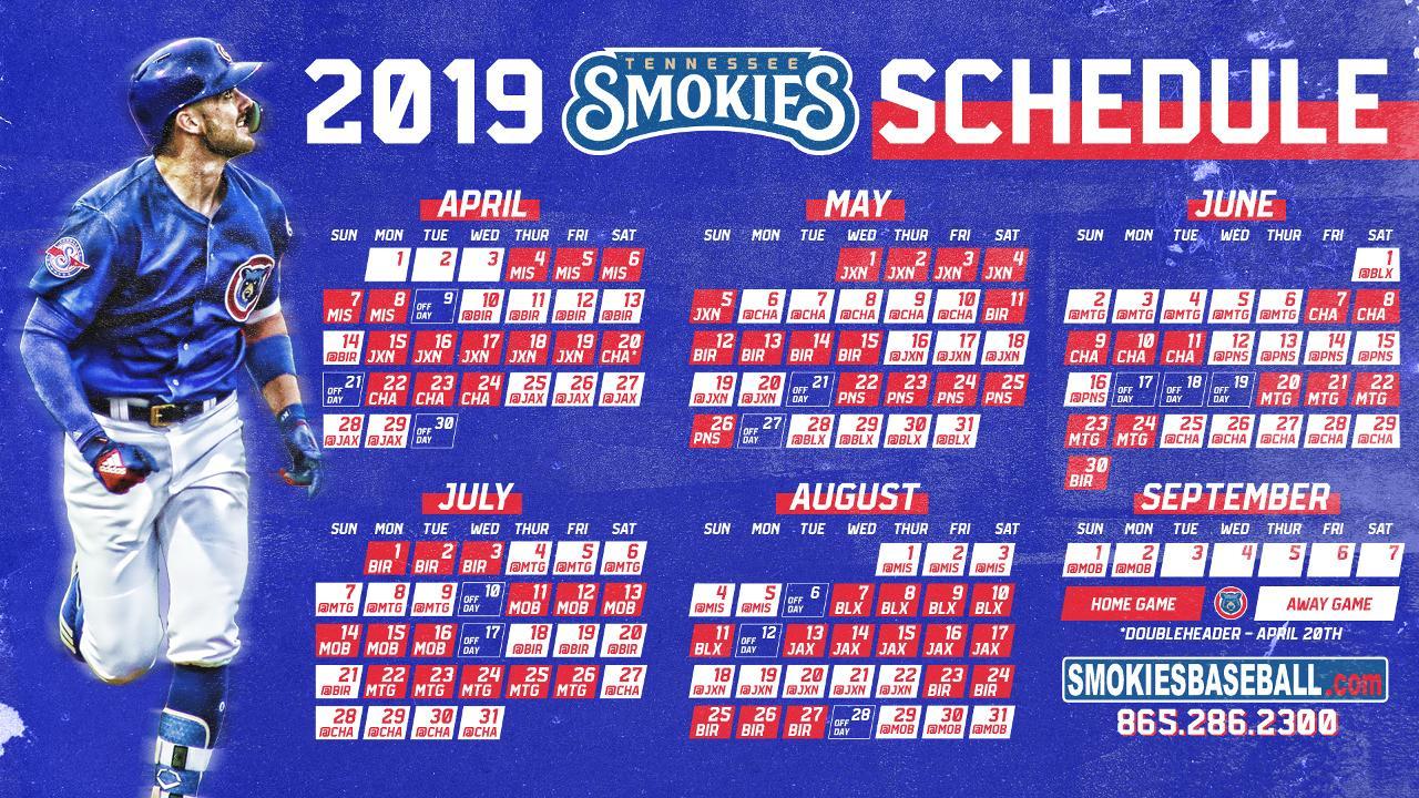 SMOKIES ANNOUNCE 2019 SCHEDULE. Tennessee Smokies News