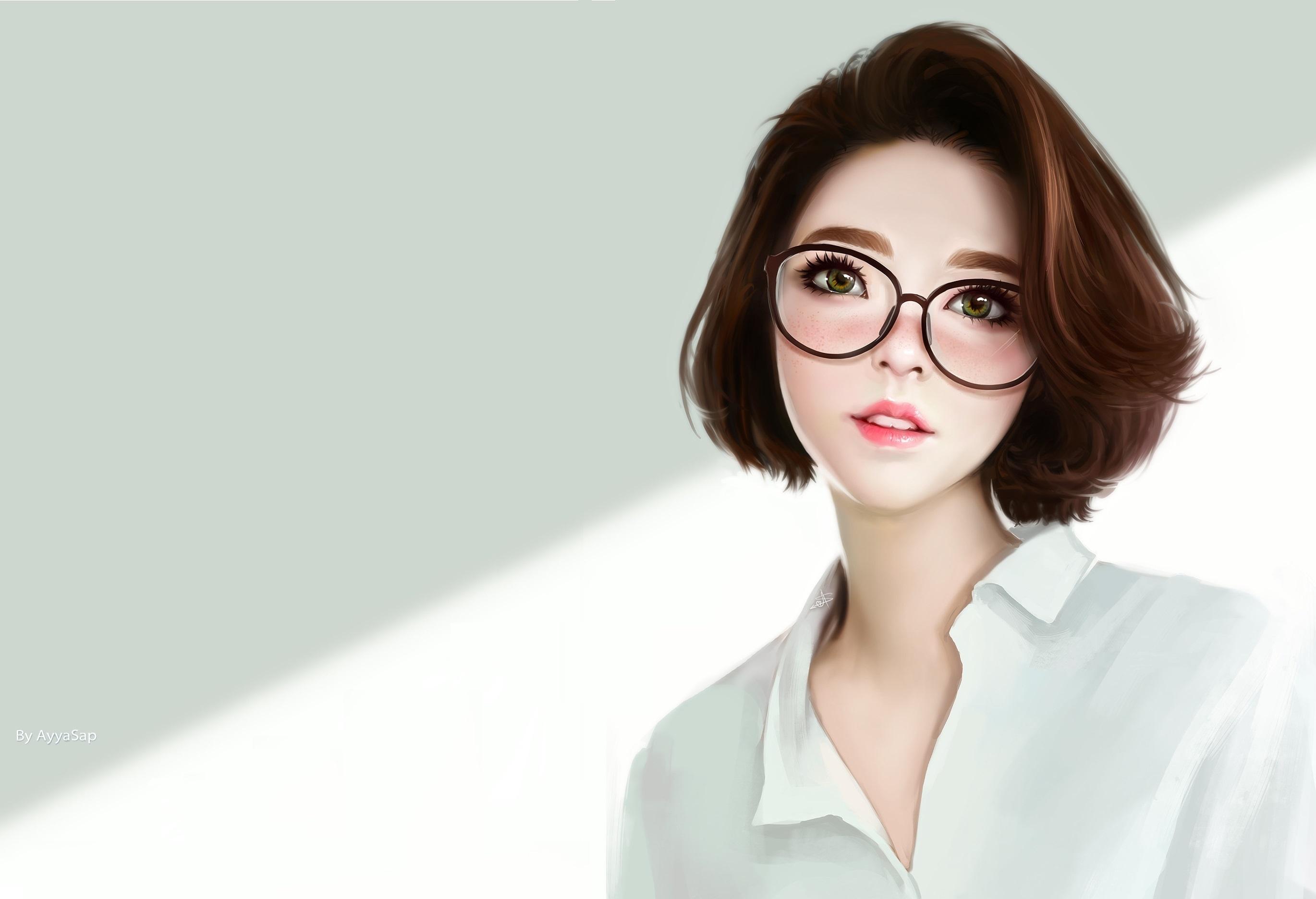 Picture Brown haired Ayya SAP pretty young woman eyeglasses