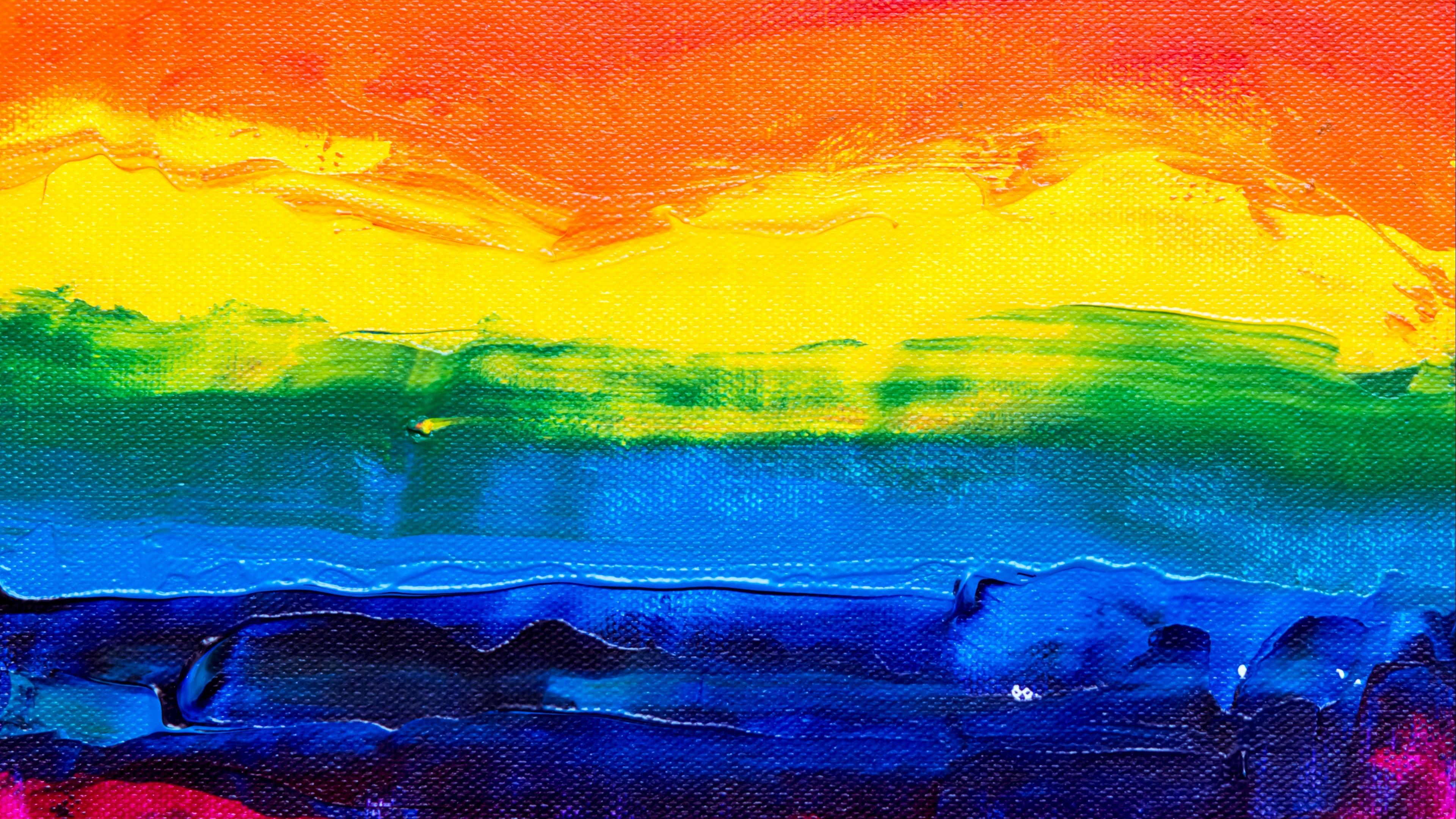 Download wallpaper 3840x2160 paint, canvas, rainbow, stripes, lines