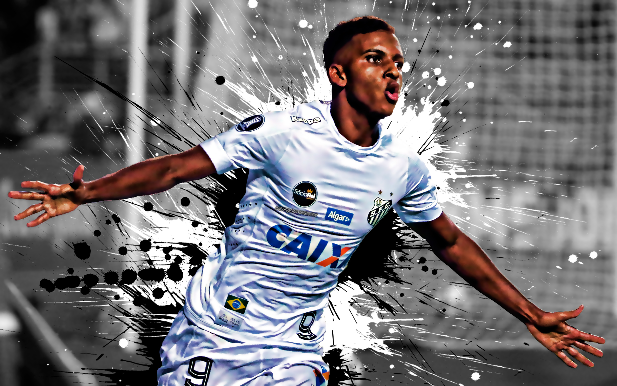 Download wallpaper Rodrygo, 4k, Brazilian football player, Santos