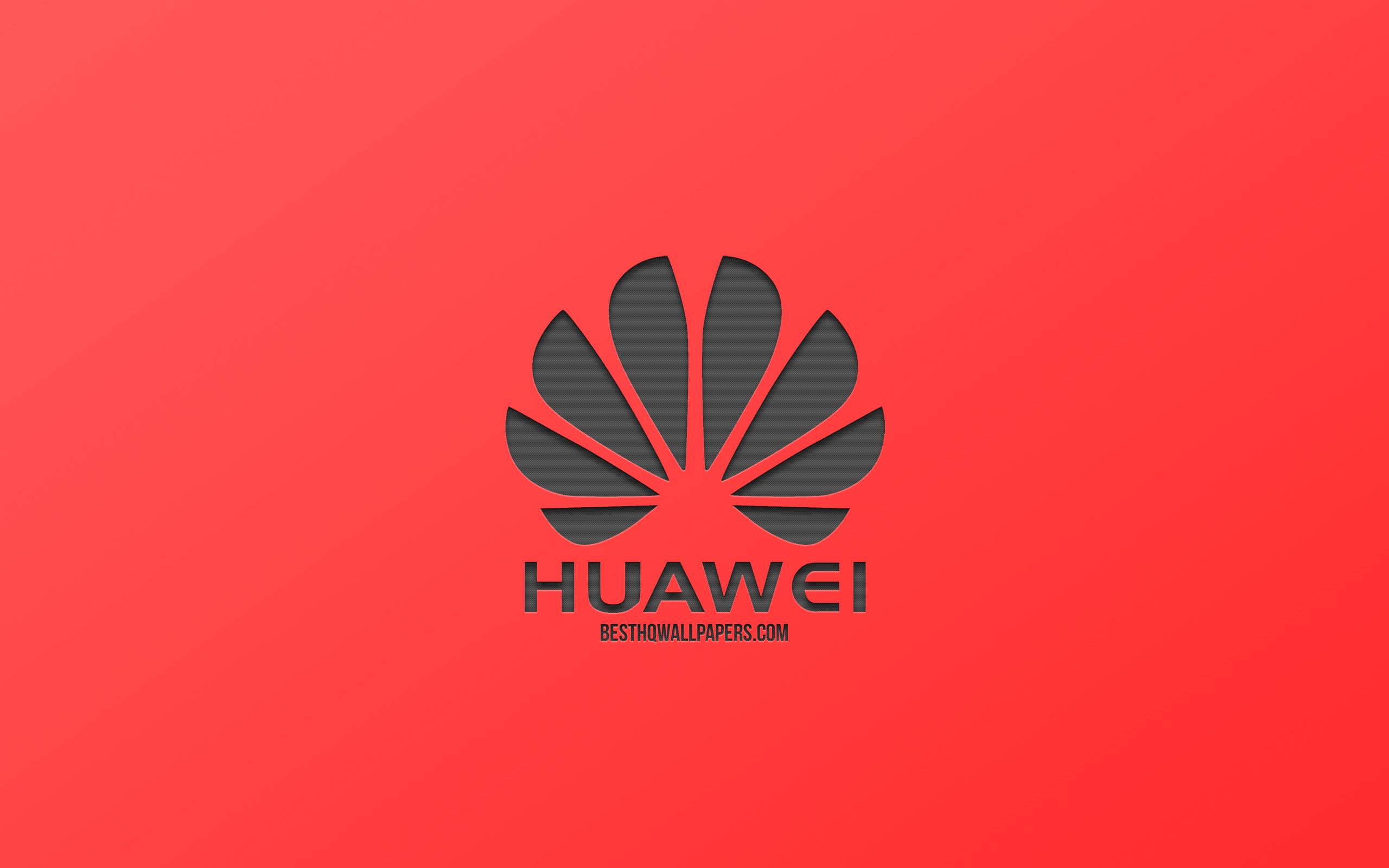 Download wallpaper Huawei, logo, red background, creative design