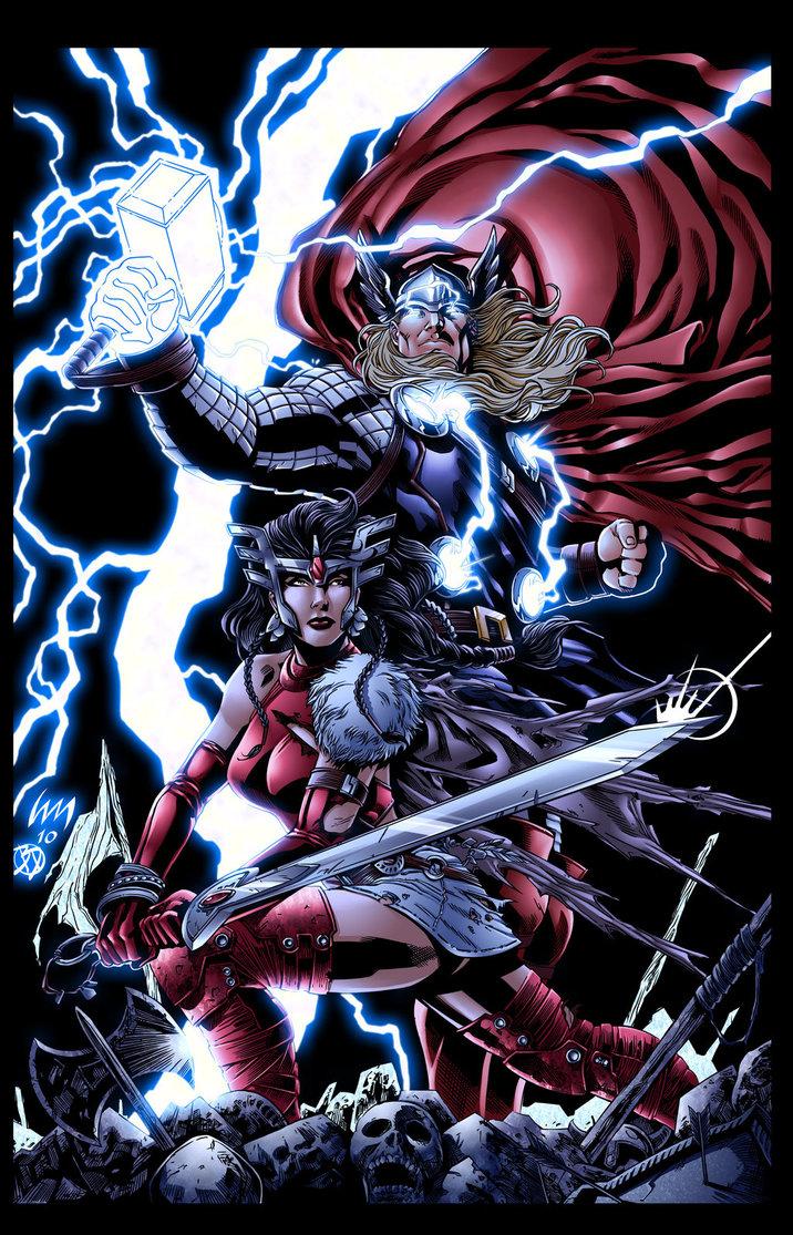 Superman and Wonder Woman vs Thor and Sif