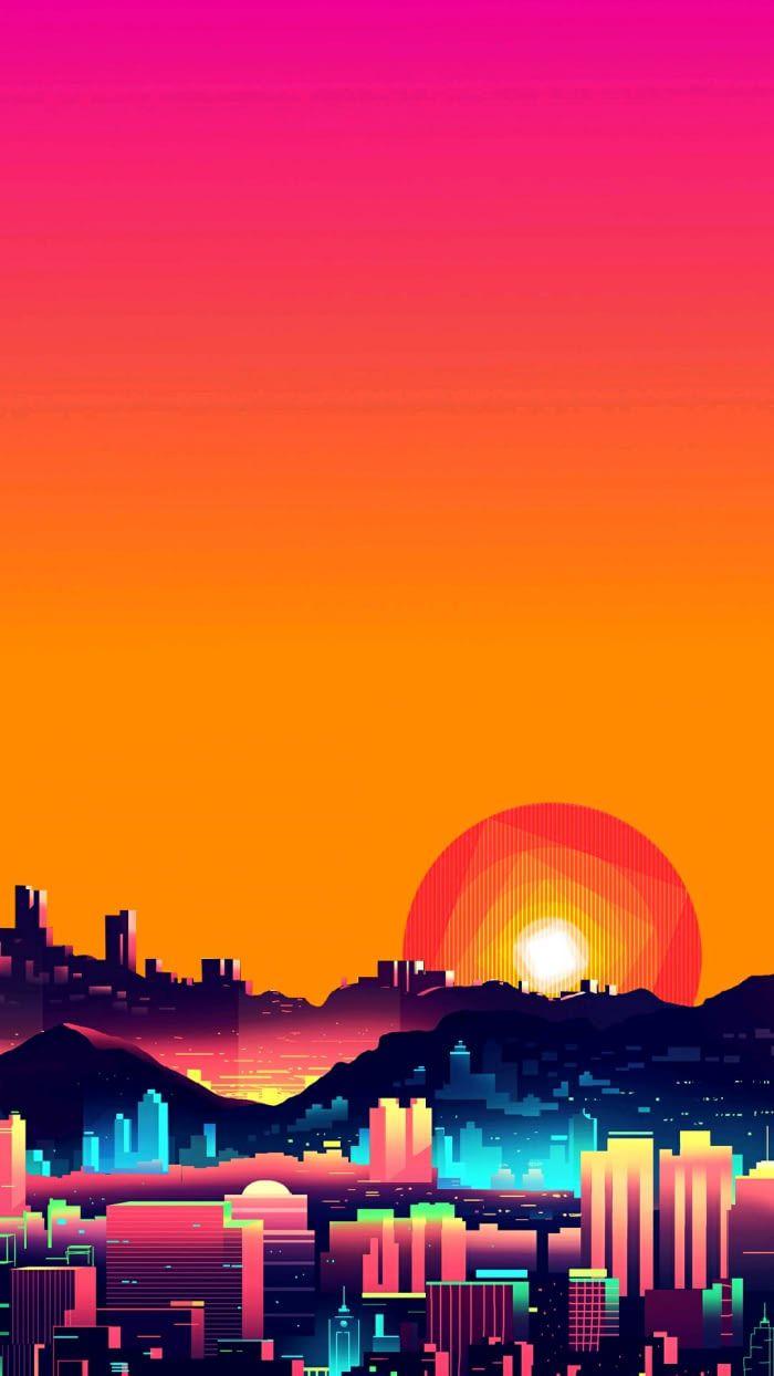 Phone Wallpaper. Pixelwave. Sunset wallpaper