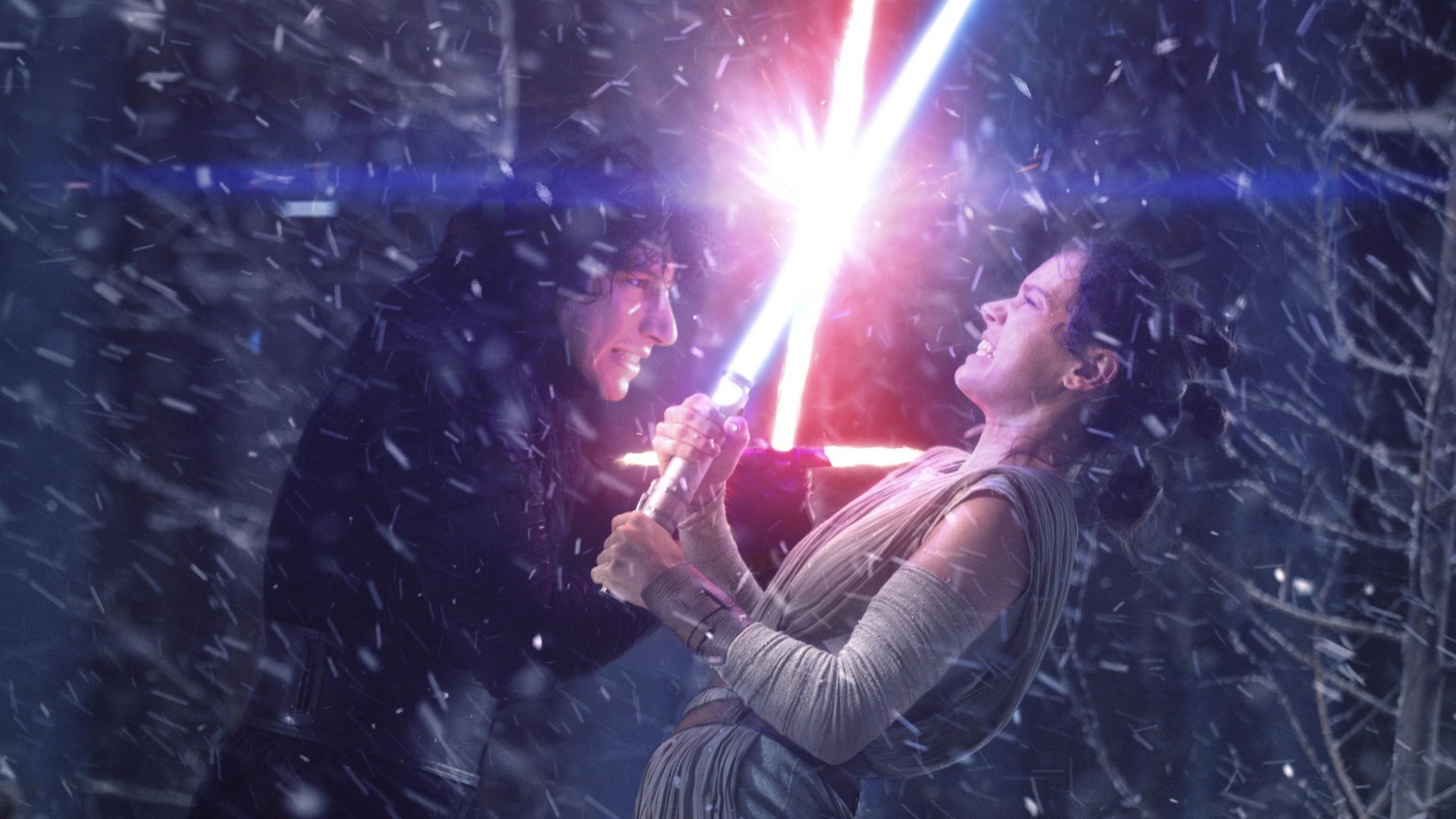Wallpaper Rey, Kylo Ren, Star Wars: The Force Awakens, Lightsaber