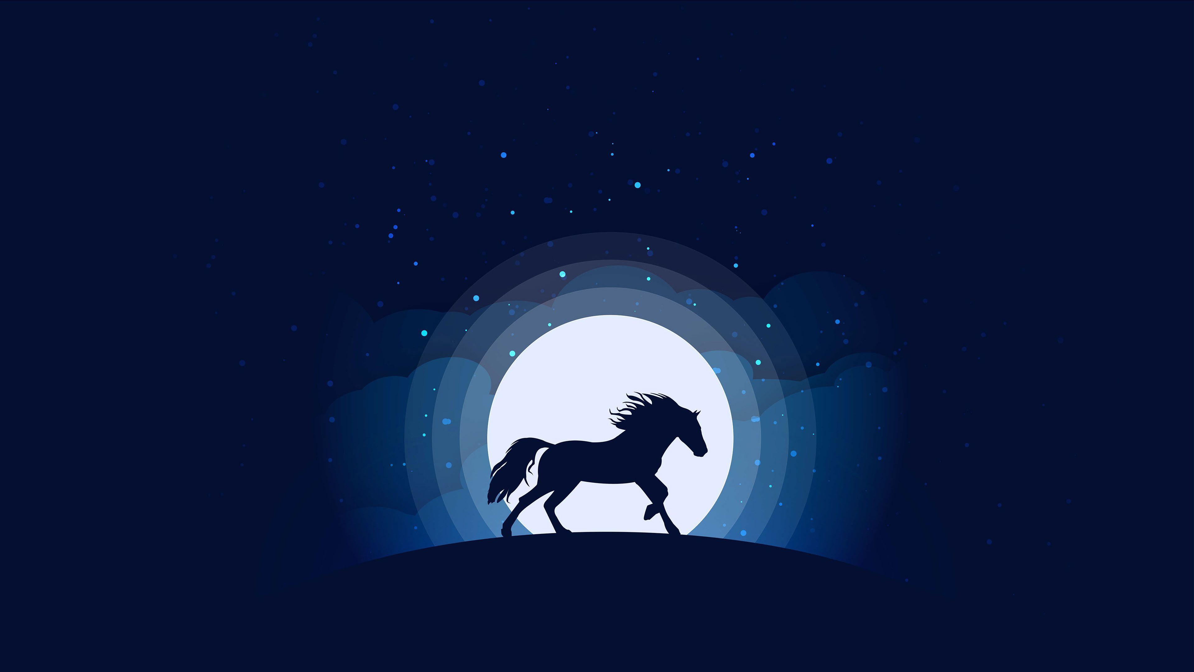 horse #Minimal #Moon #Silhouette. HD Wallpaper. Horse silhouette