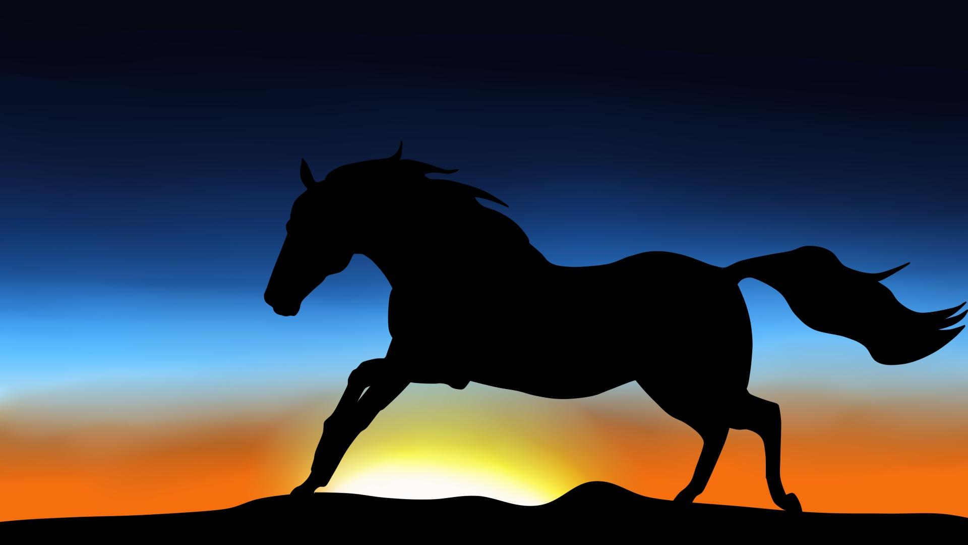 Download Wallpaper animal horse mane jumps tail silhouette sky