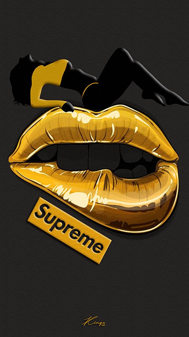 Gold Lips Supreme Wallpaper