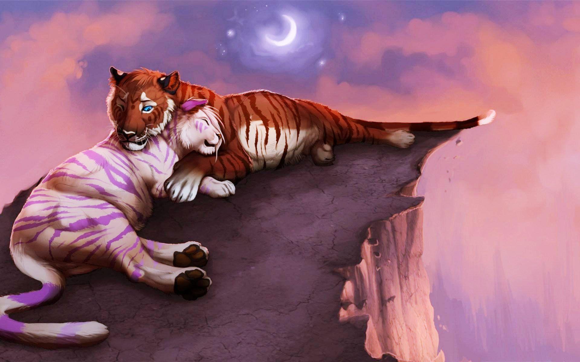 Wallpaper Fantasy girl white tiger art works 1920x1200 HD Picture Image