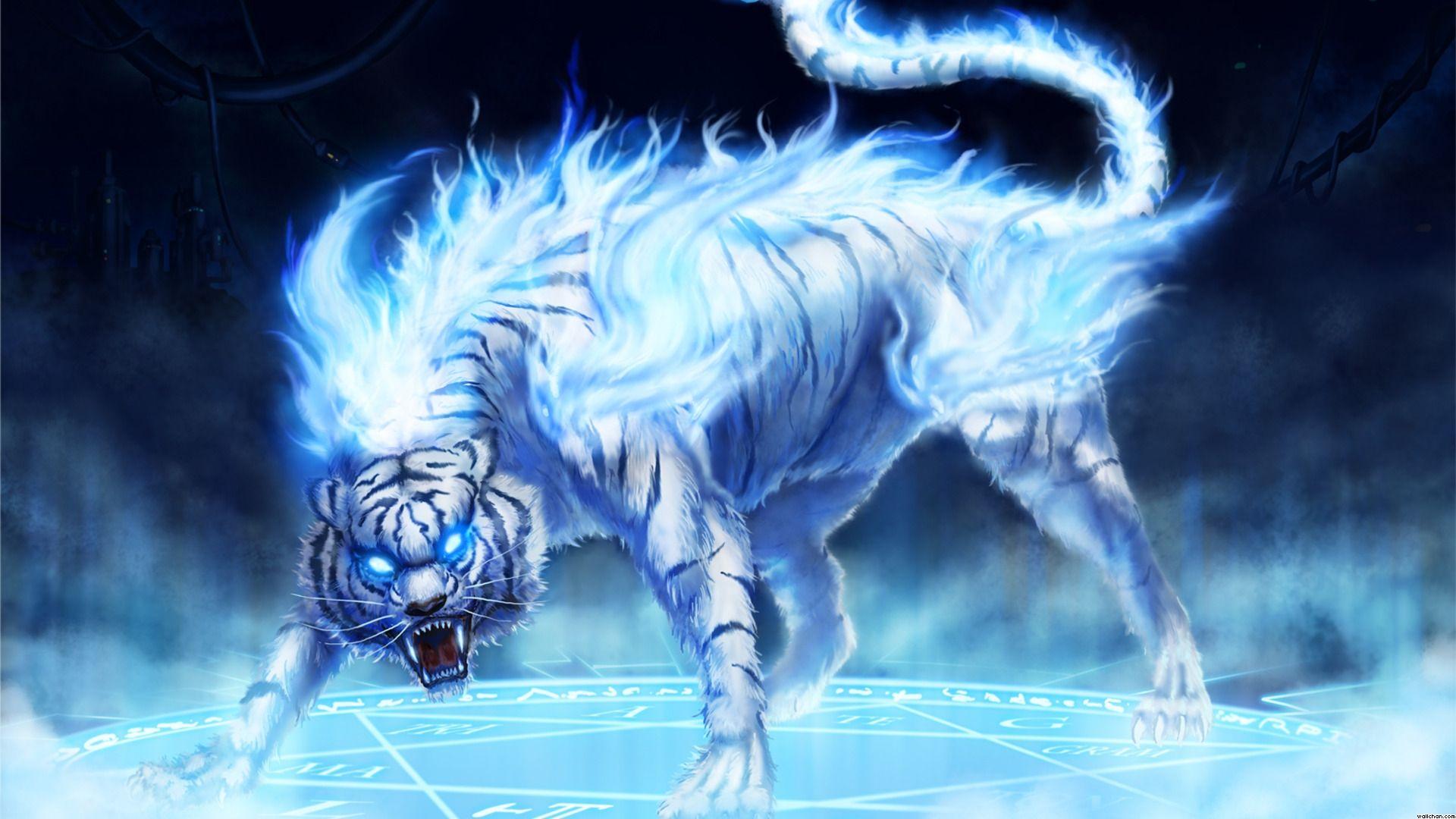Wallpaper Tiger Fire Flames Ice Tigers Wallchan 1920x1080. Mystical animals, Fantasy creatures art, Big cats art