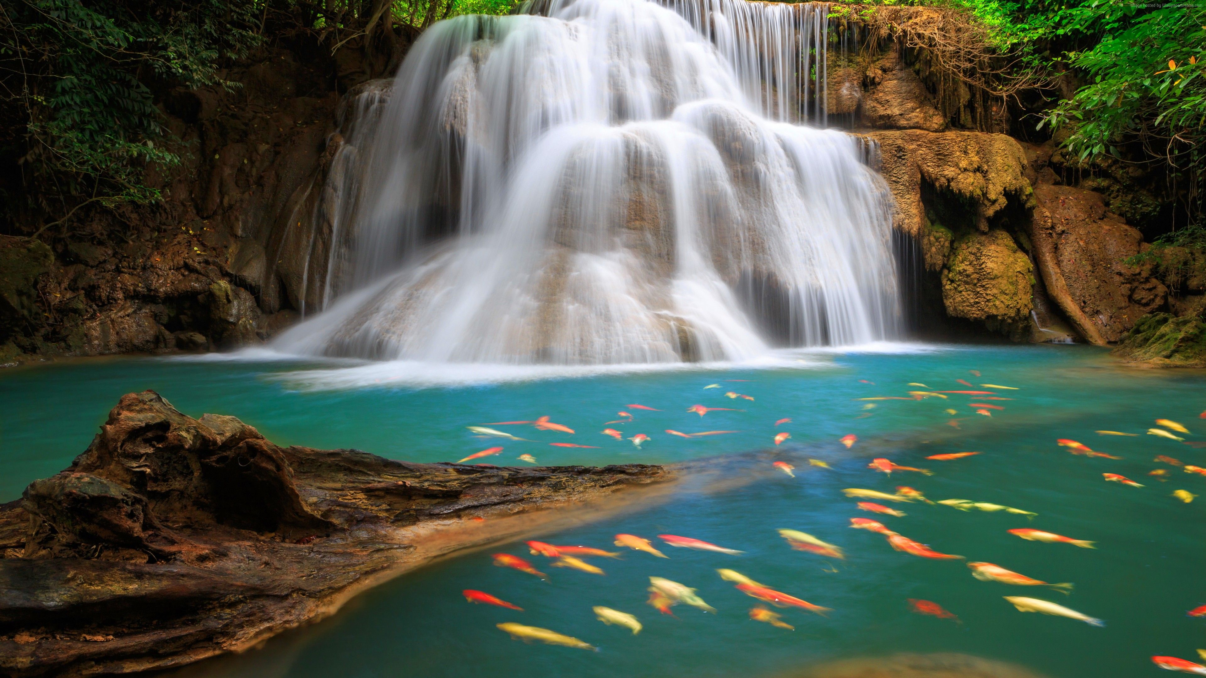 The Huai Mae Khamin Waterfall Is One Of The Most Popular Places of pattaya Thailand. Waterfall wallpaper, Waterfall, Scenery