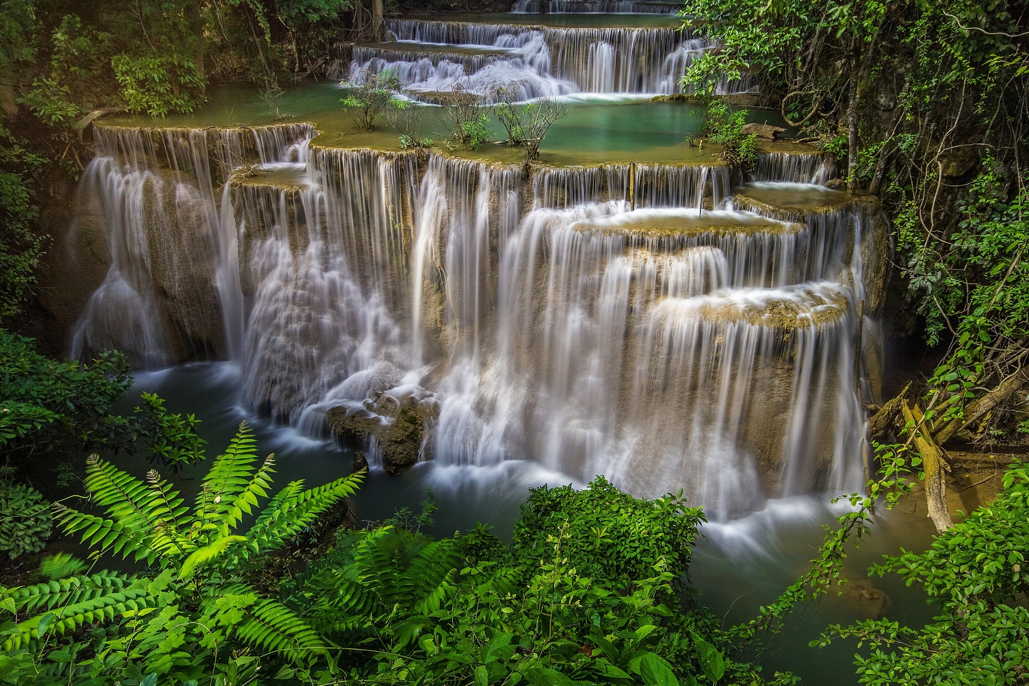 Huai Mae Kamin Waterfall HD Wallpaper. Background Imagex1365