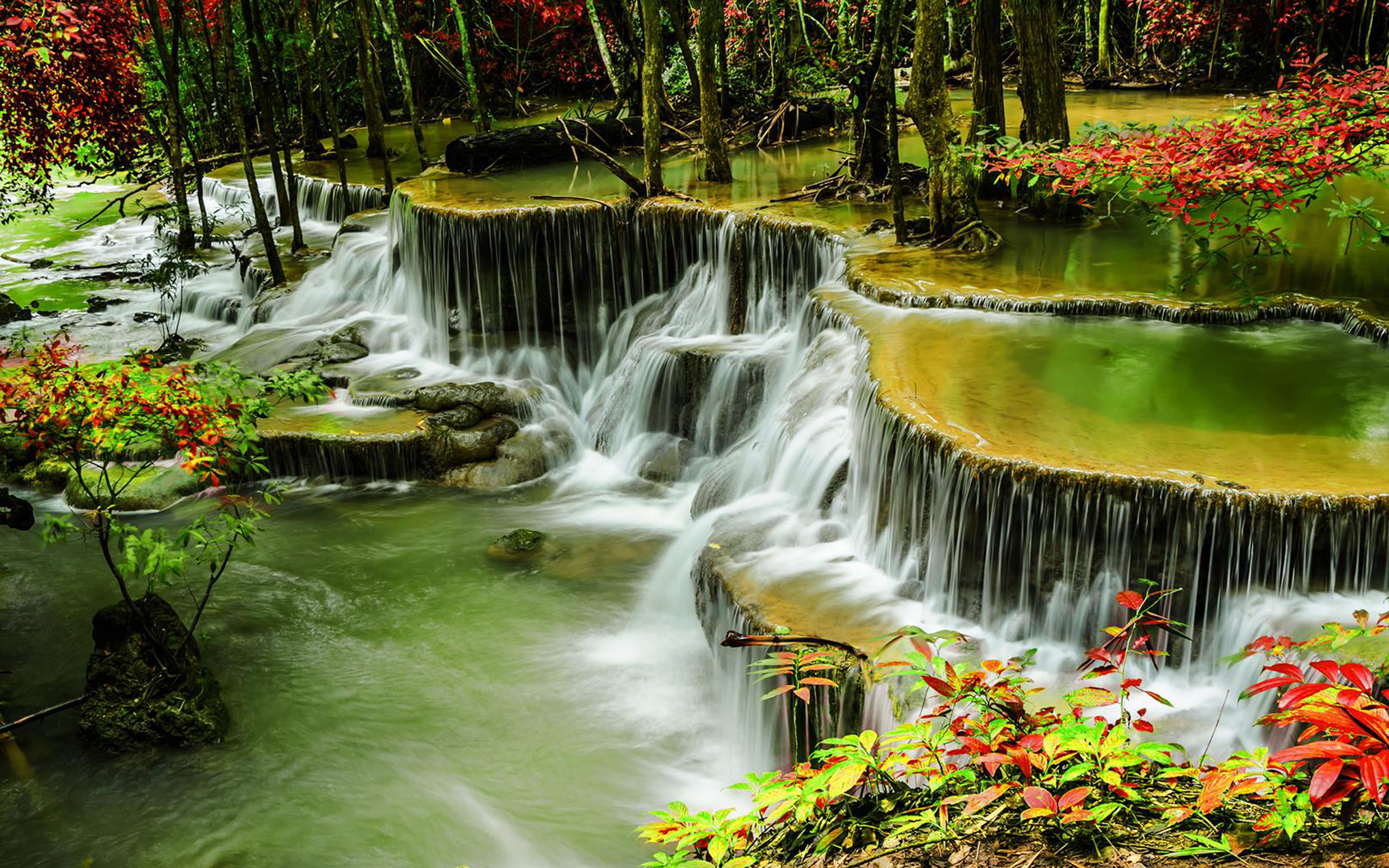HD wallpaper: The Huai Mae Khamin Waterfall Is One Of The Most
