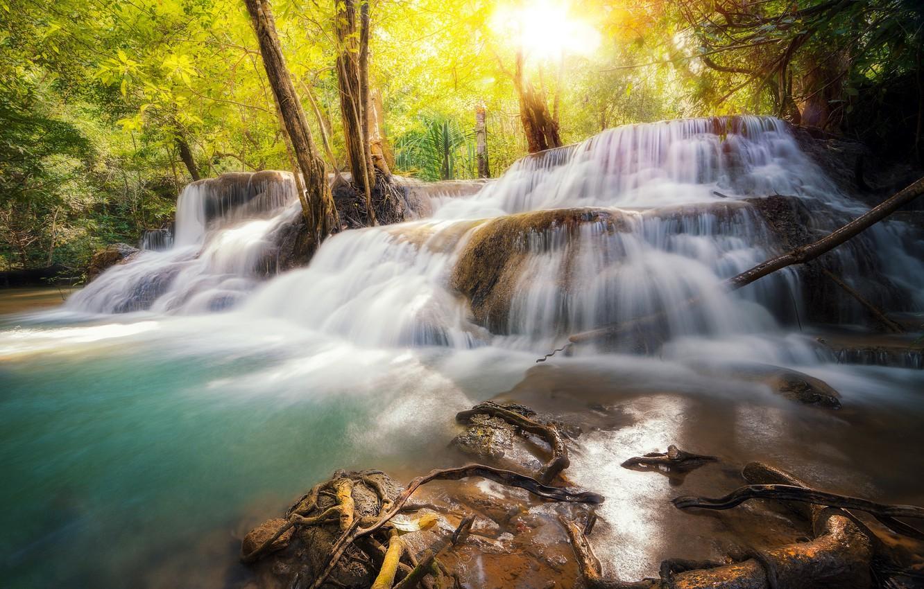 Wallpaper Thailand, river, Thailand, Huai Mae Khamin, vodopad image