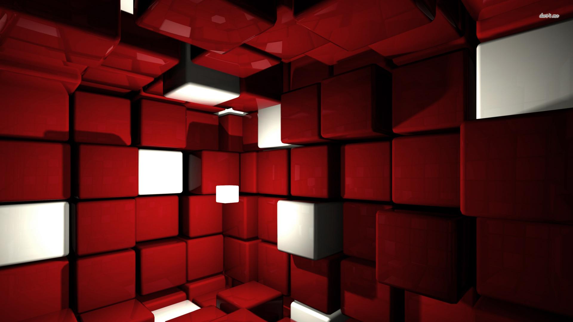 Red and white cube room wallpaper wallpaper