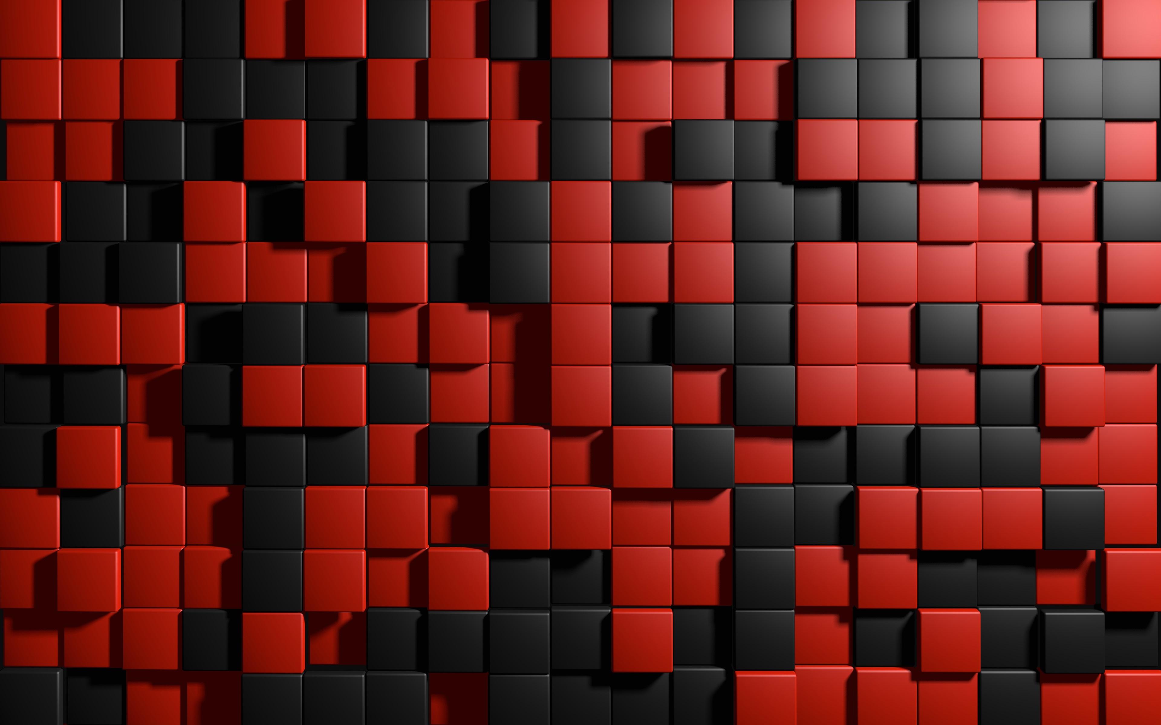 Download wallpaper cubes texture, 4k, red and black cubes, geometry