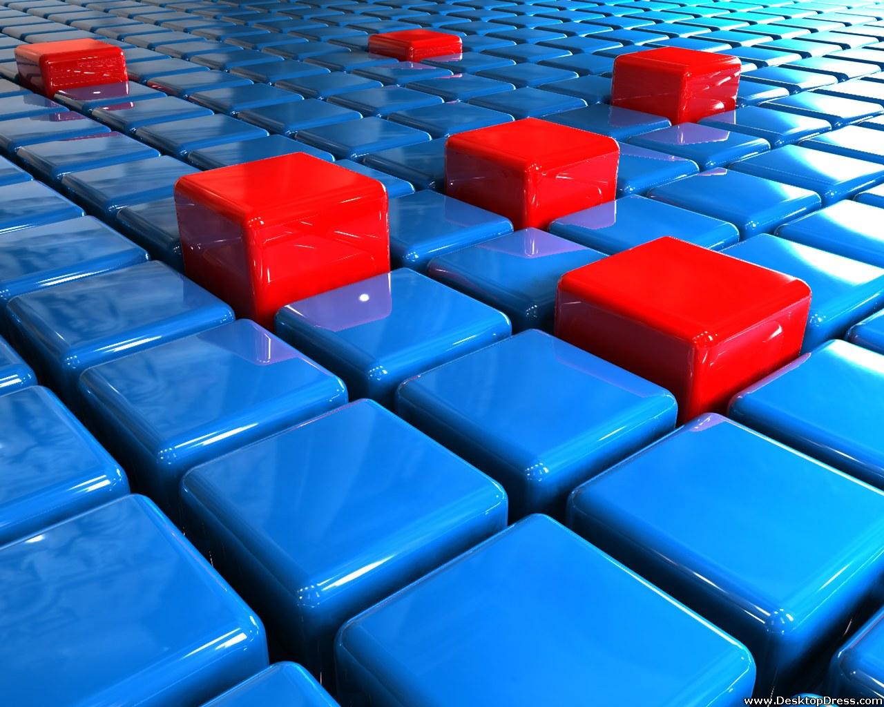 Desktop Wallpaper 3D Background Red and Blue Cubes