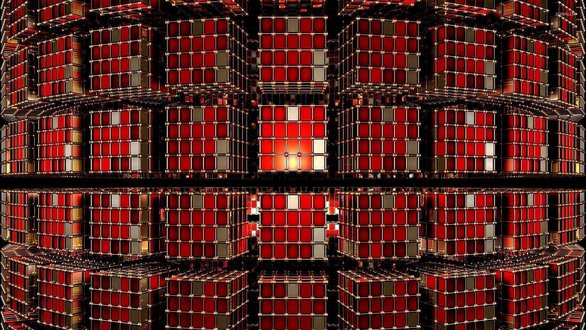 Red metallic cubes wallpaper wallpaper