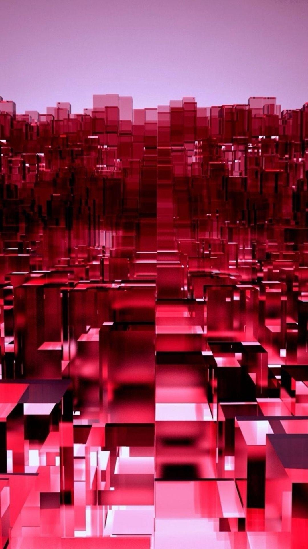 Abstract 3D Overlap Cubes Red Pattern #iPhone #plus #wallpaper