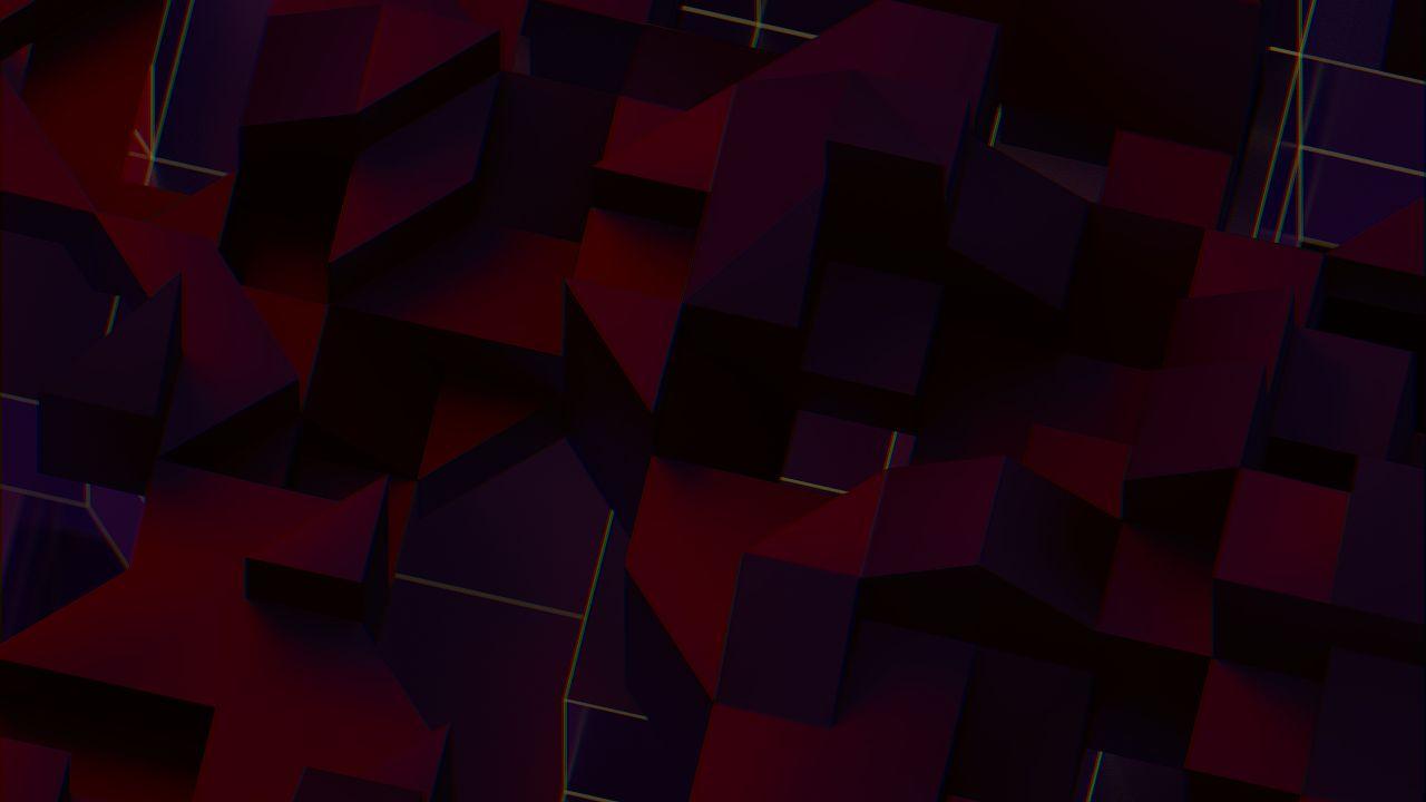 Wallpaper Cubes, 3D, Night, Red, HD, Abstract