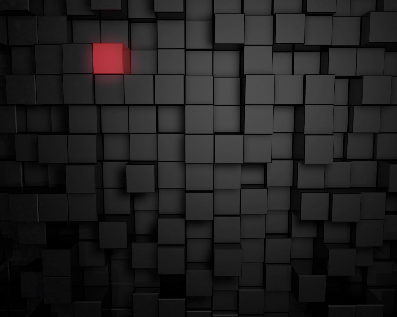 Black 3D Red Cube Wallpaper_3D wallpaper_download free wallpaper