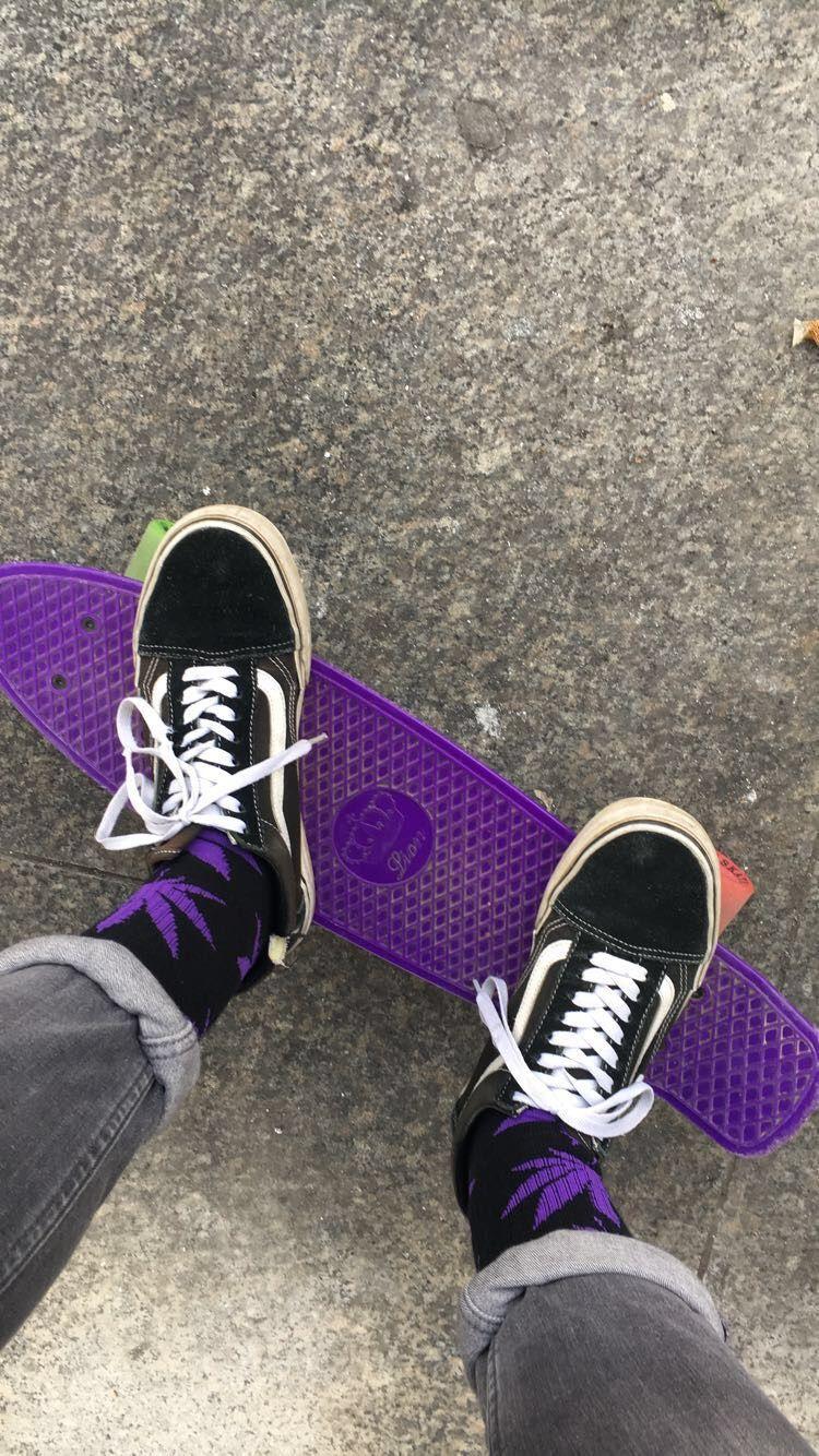 Vans, weed socks, skateboard, aesthetic, purple, no filter