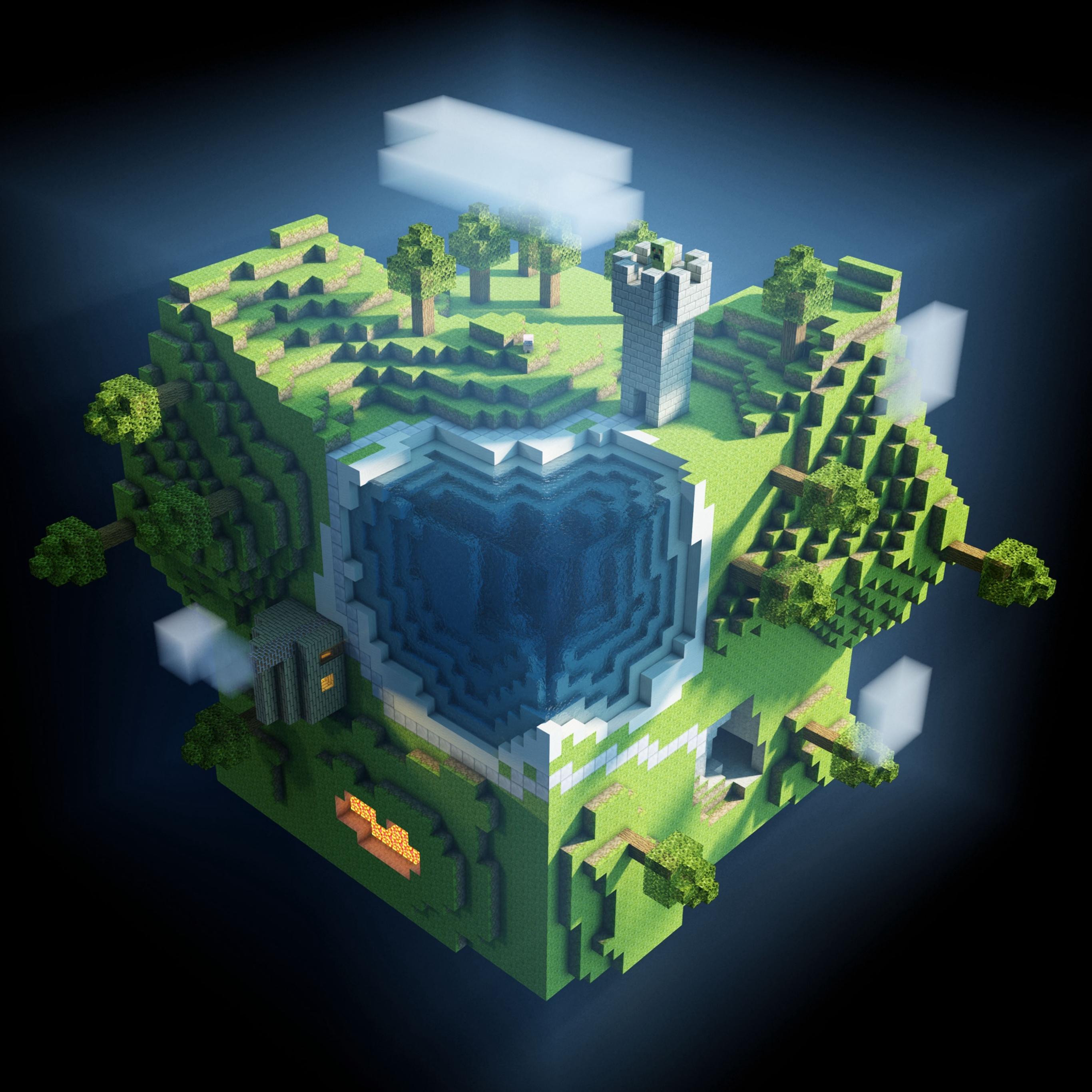 Minecraft Planet Cube Cubes World iPad Pro Wallpaper Free Download
